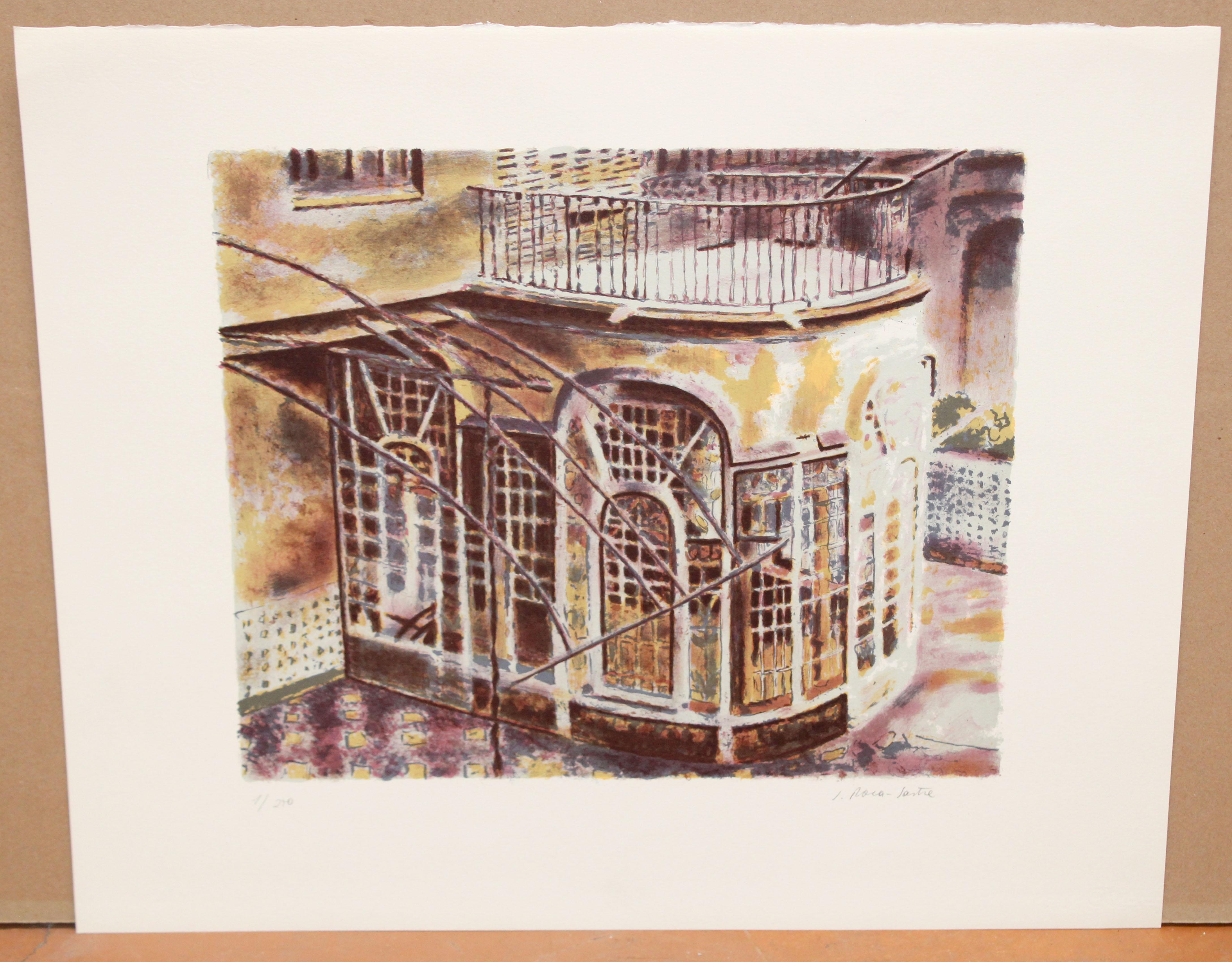 Litografia sobre papel - Retrato arquitectónico - Tiraje: 1/250 - Print de Josep Roca Sastre