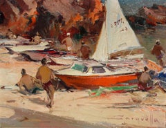 Jornada veraniega junto al mar - Óleo sobre tela