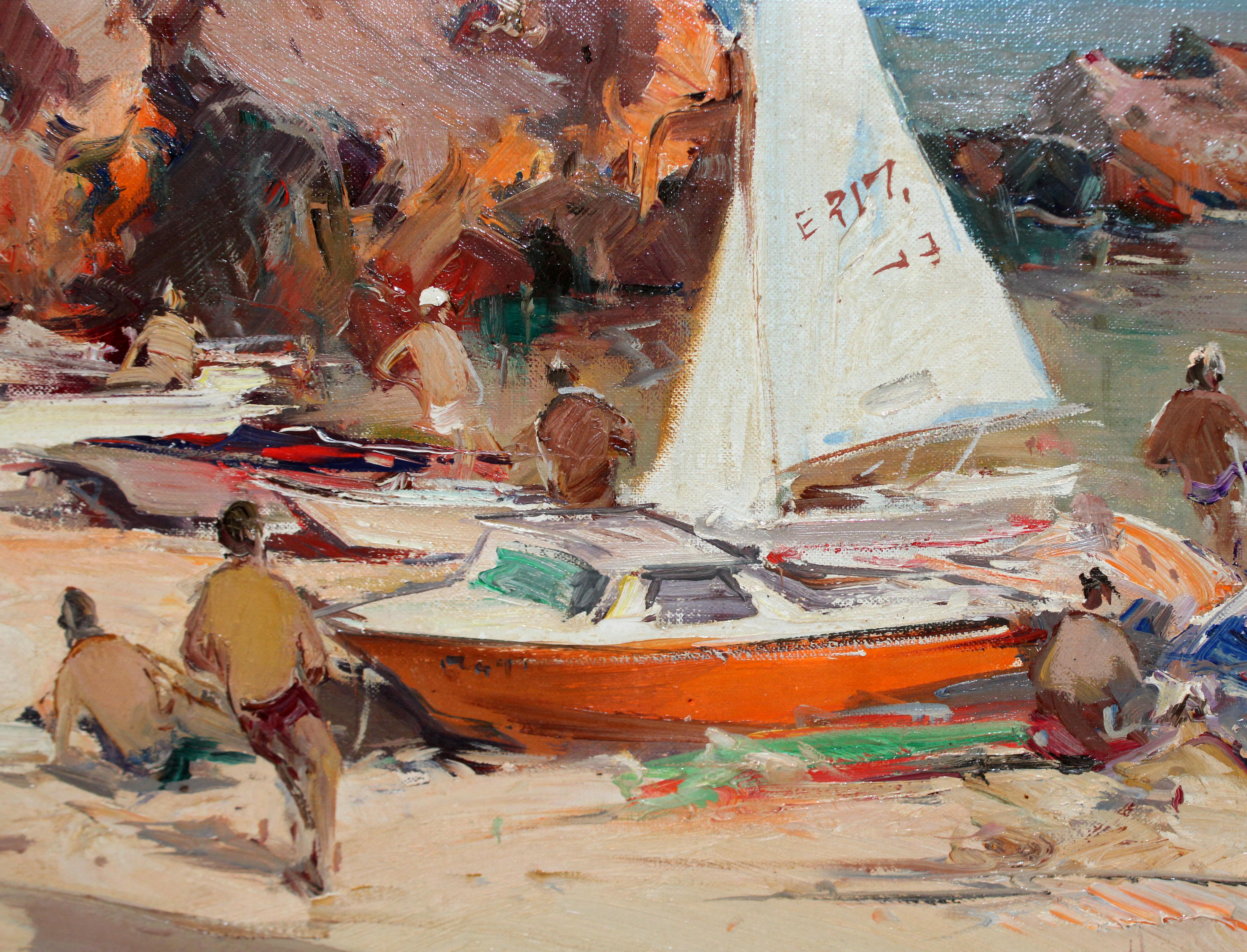Jornada veraniega junto al mar - Óleo sobre tela For Sale 1