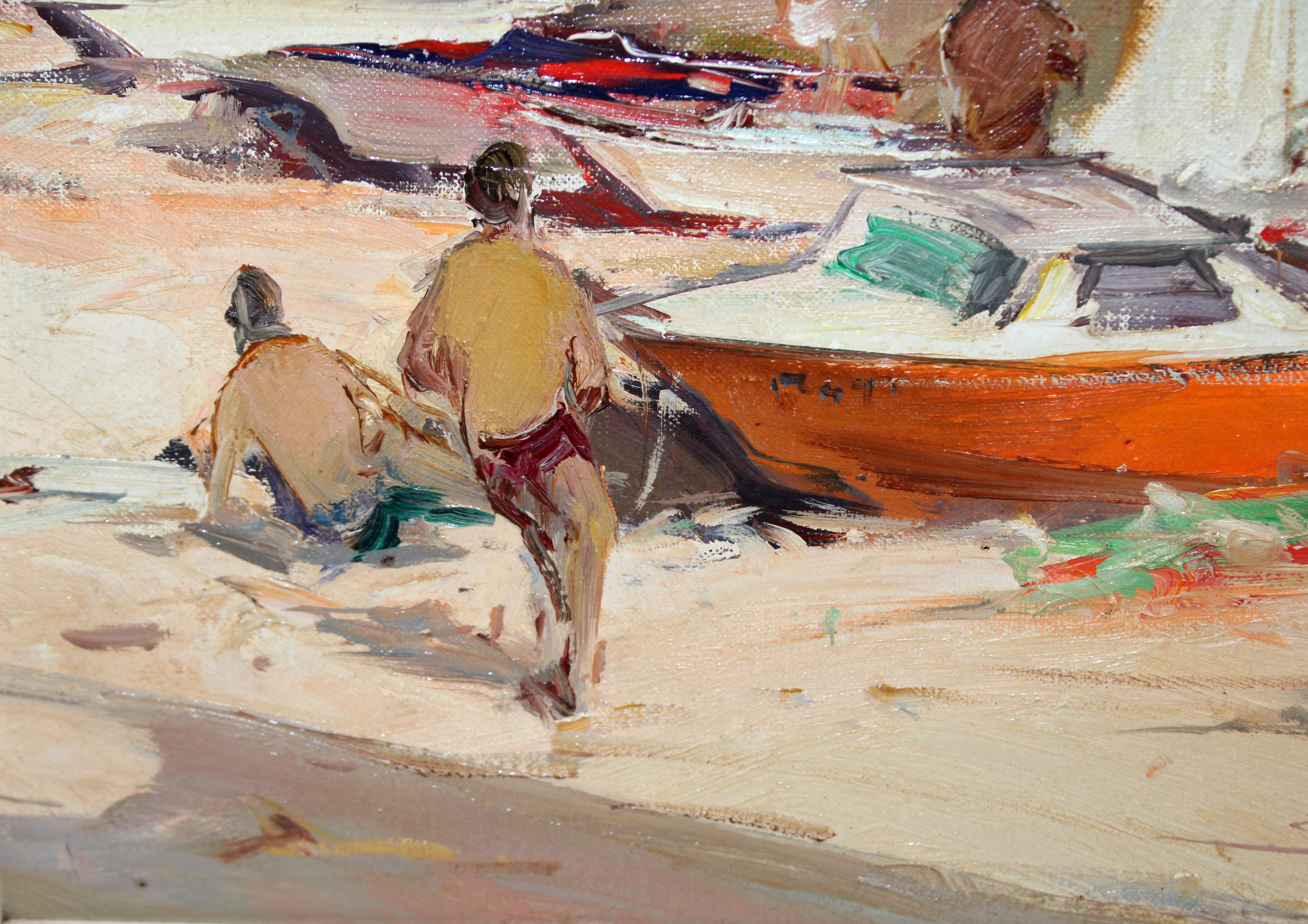 Jornada veraniega junto al mar - Óleo sobre tela For Sale 3