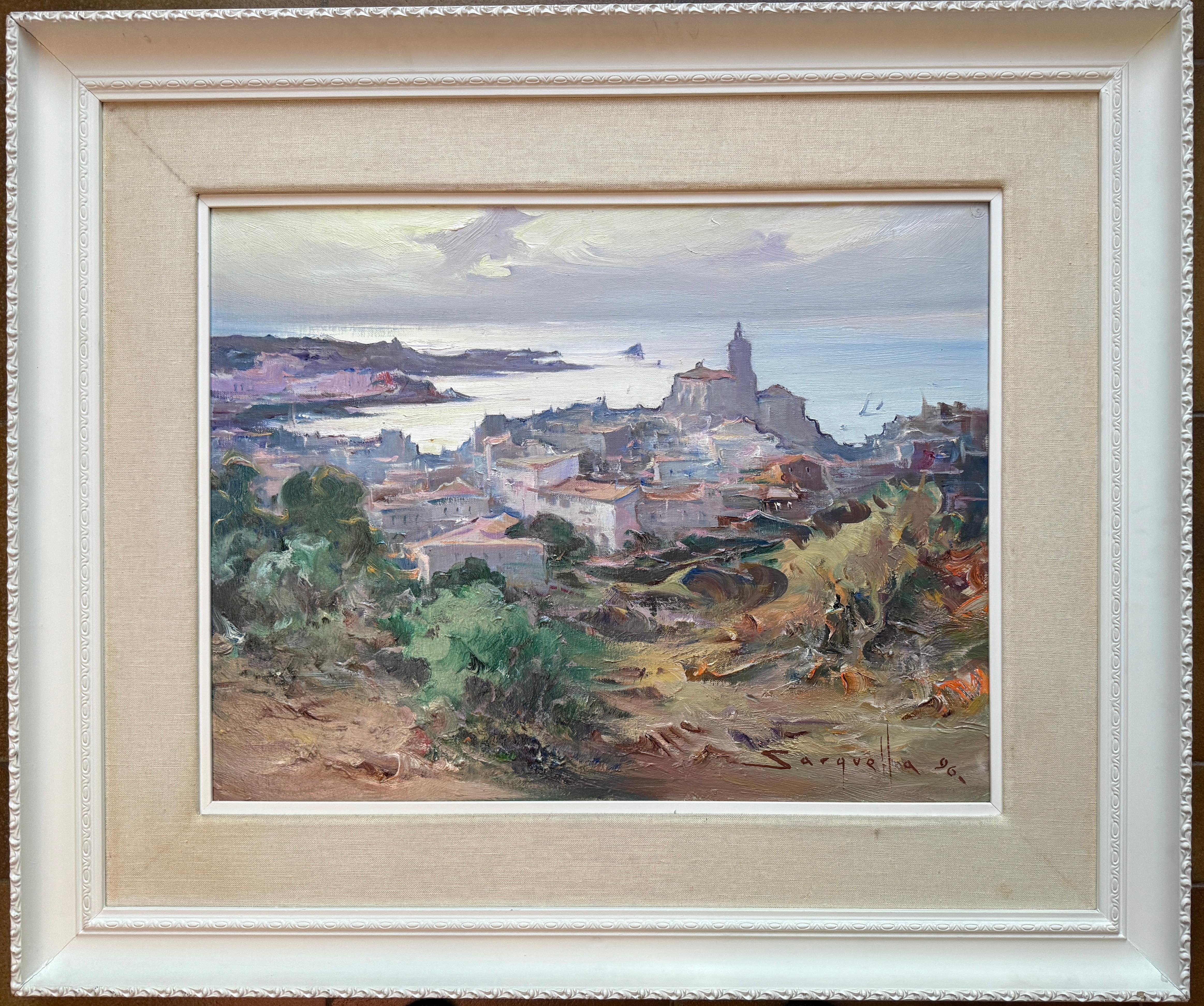 Cadaques Spanien Seest�ück mediterran spanisch Öl auf Leinwand – Painting von Josep Sarquella