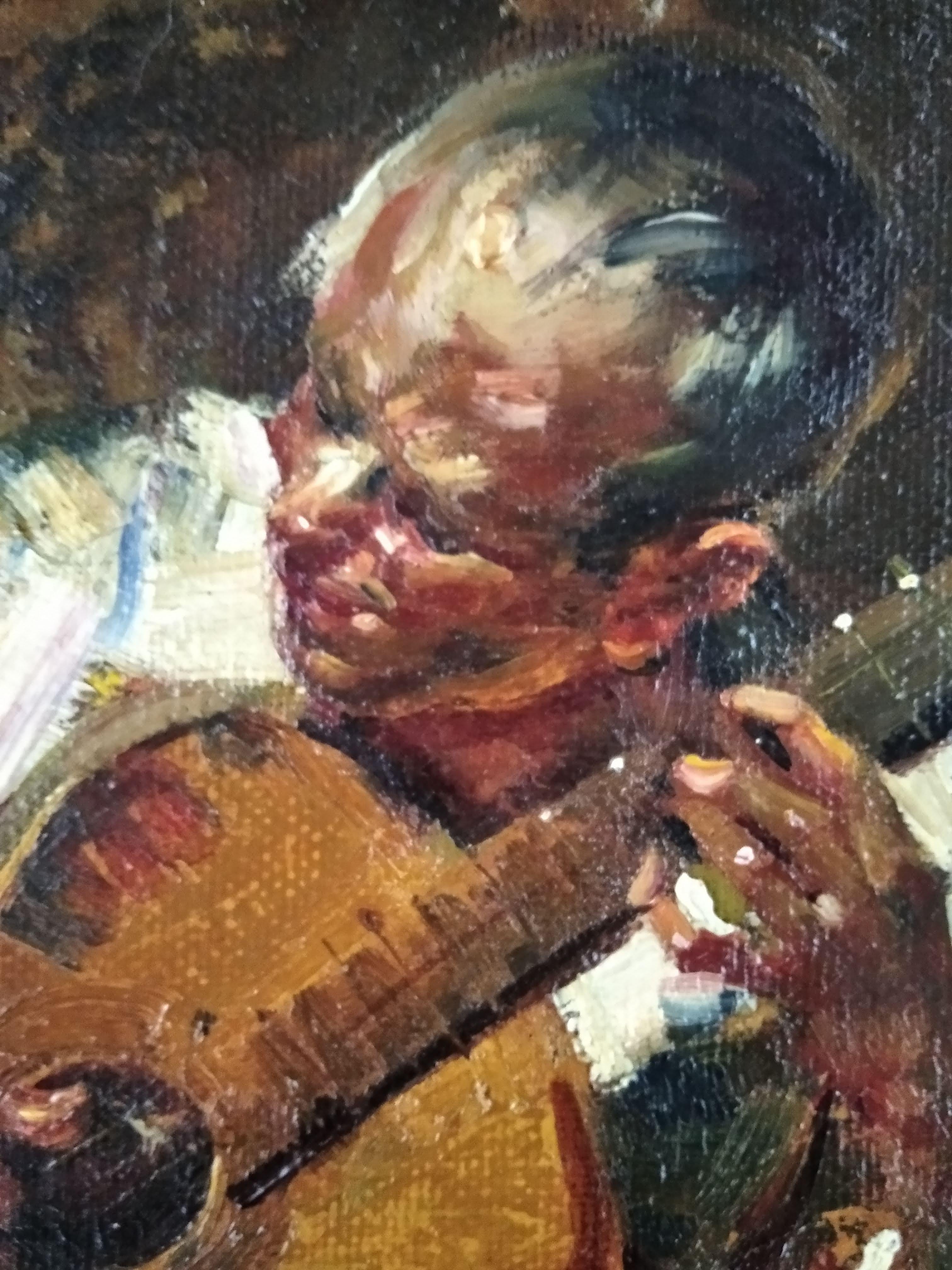 Guitarrista - Noir Still-Life Painting par Josep Serrasanta