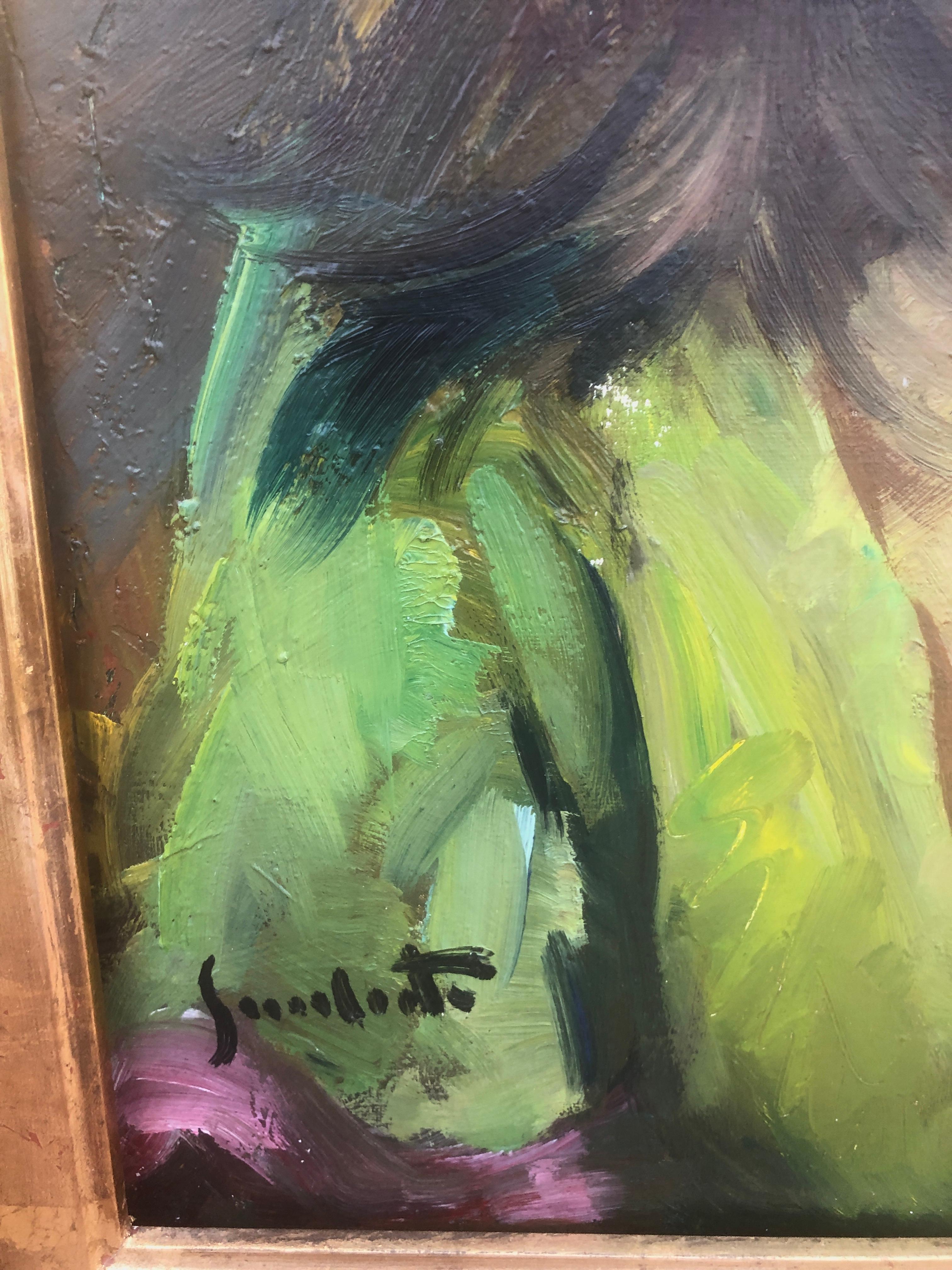 Femme gitane peinture à l'huile sur toile - Post-impressionnisme Painting par Josep Serrasanta