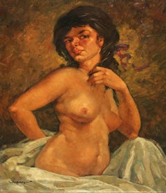 Sensualidad clásica - Óleo sobre tela - Firmado y enmarcado
