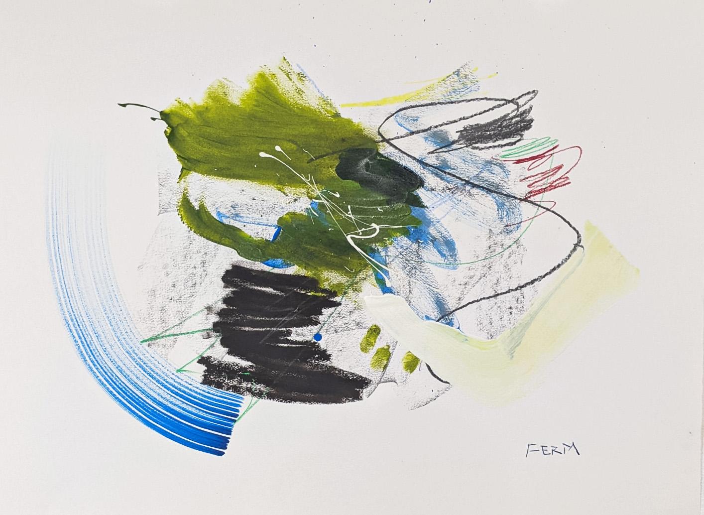 Abstract Sous Chef Painting by Joseph Conrad-Ferm, Acrylic Mixed Media on Canvas For Sale 1