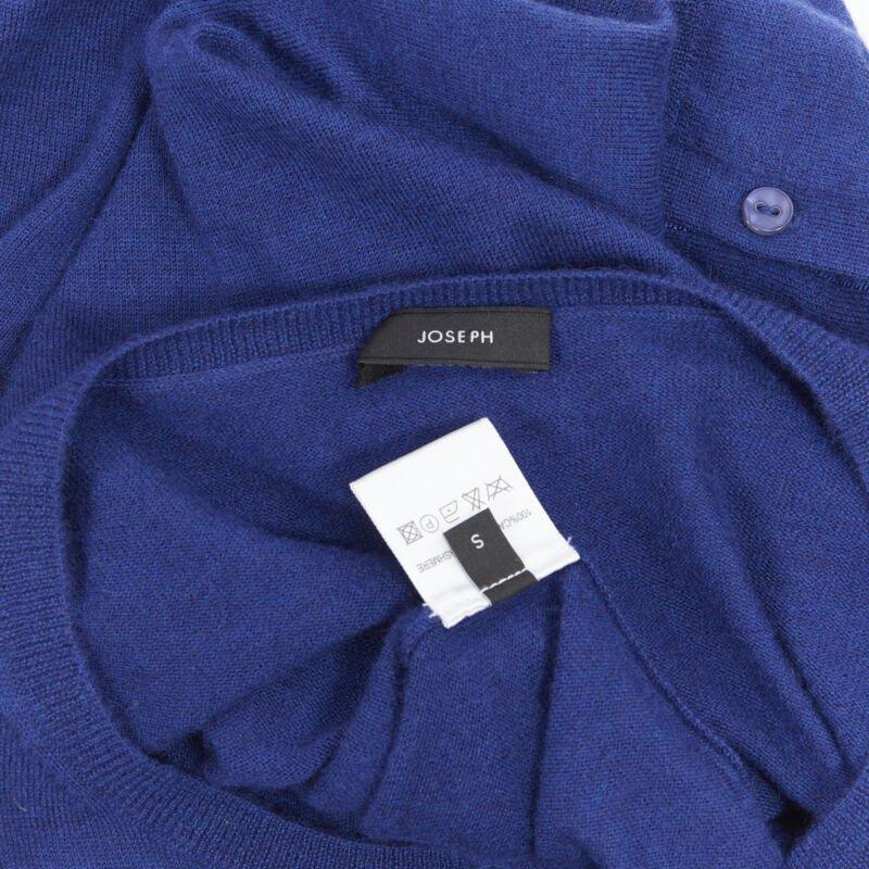Pull cardigan JOSEPH 100 % cachemire bleu cobalt à boutons sur le devant S en vente 2