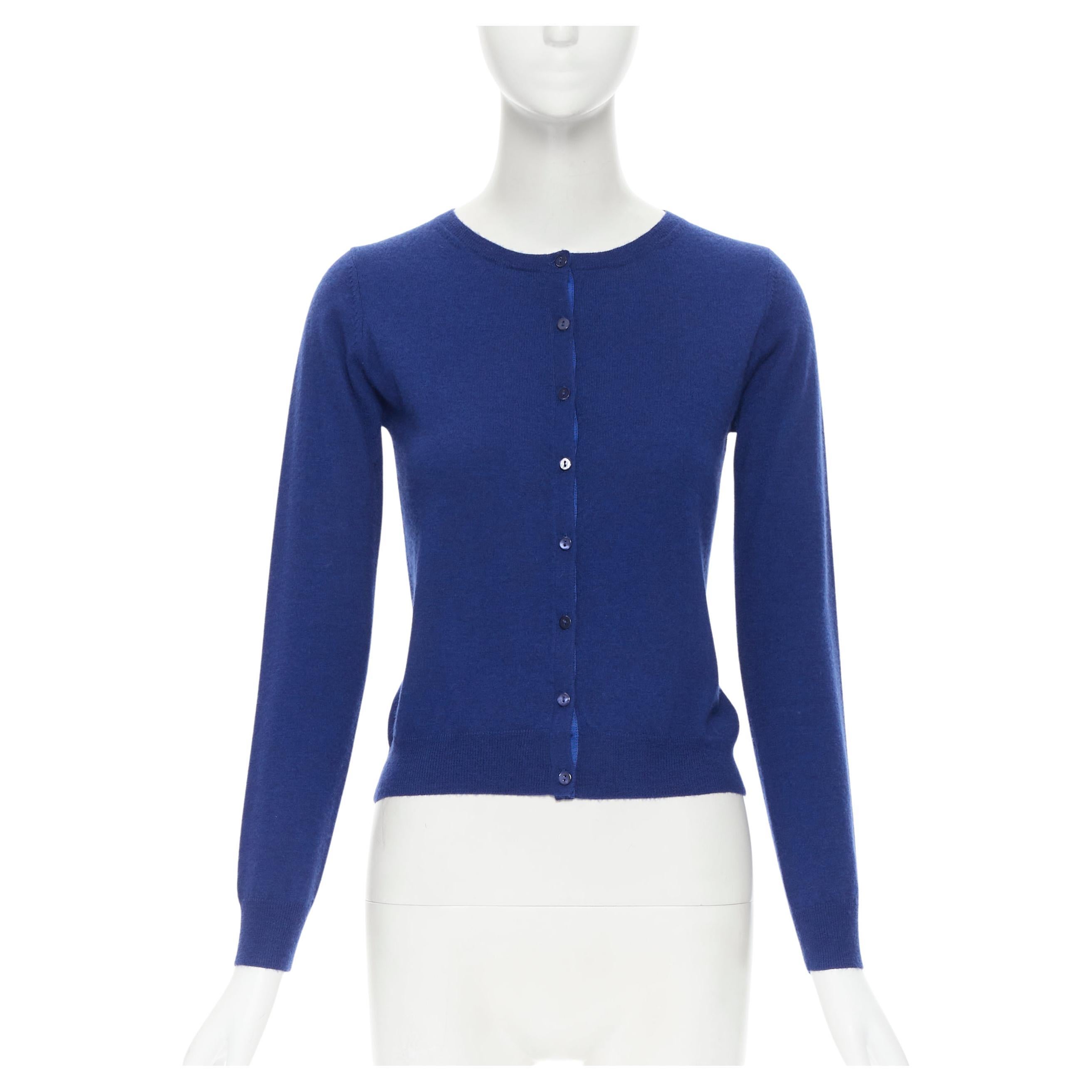 JOSEPH 100% cashmere cobalt blue button front cardigan sweater S For Sale  at 1stDibs