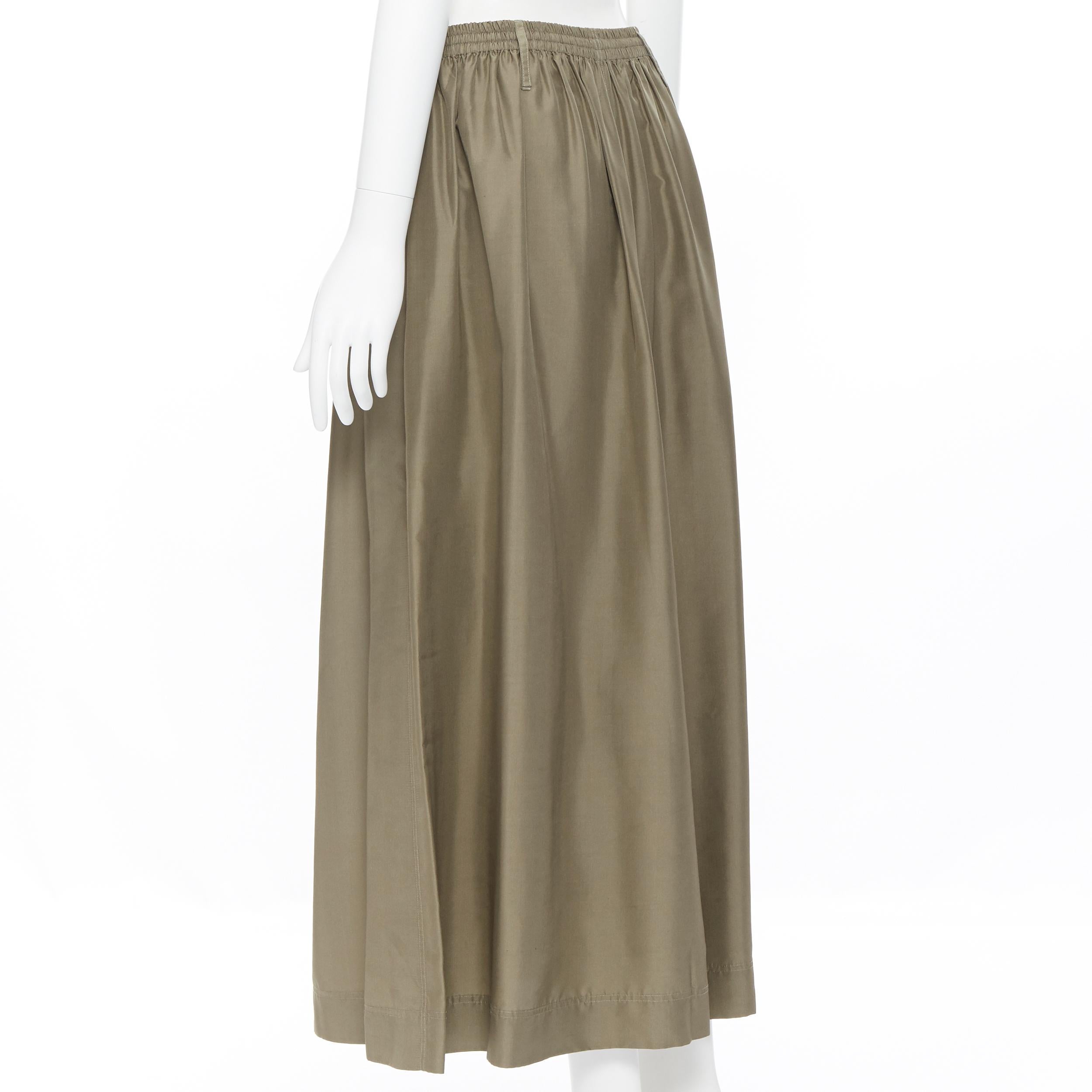 JOSEPH 100% silk muted grey elasticated drawstring zip detail midi skirt FR34 XS In Excellent Condition In Hong Kong, NT