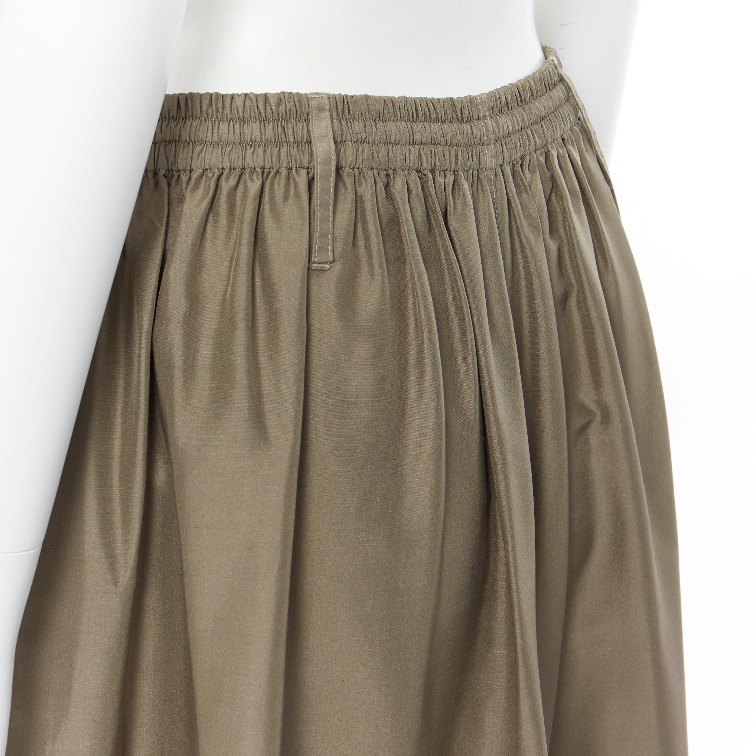 Women's JOSEPH 100% silk muted grey elasticated drawstring zip detail midi skirt FR34 XS
