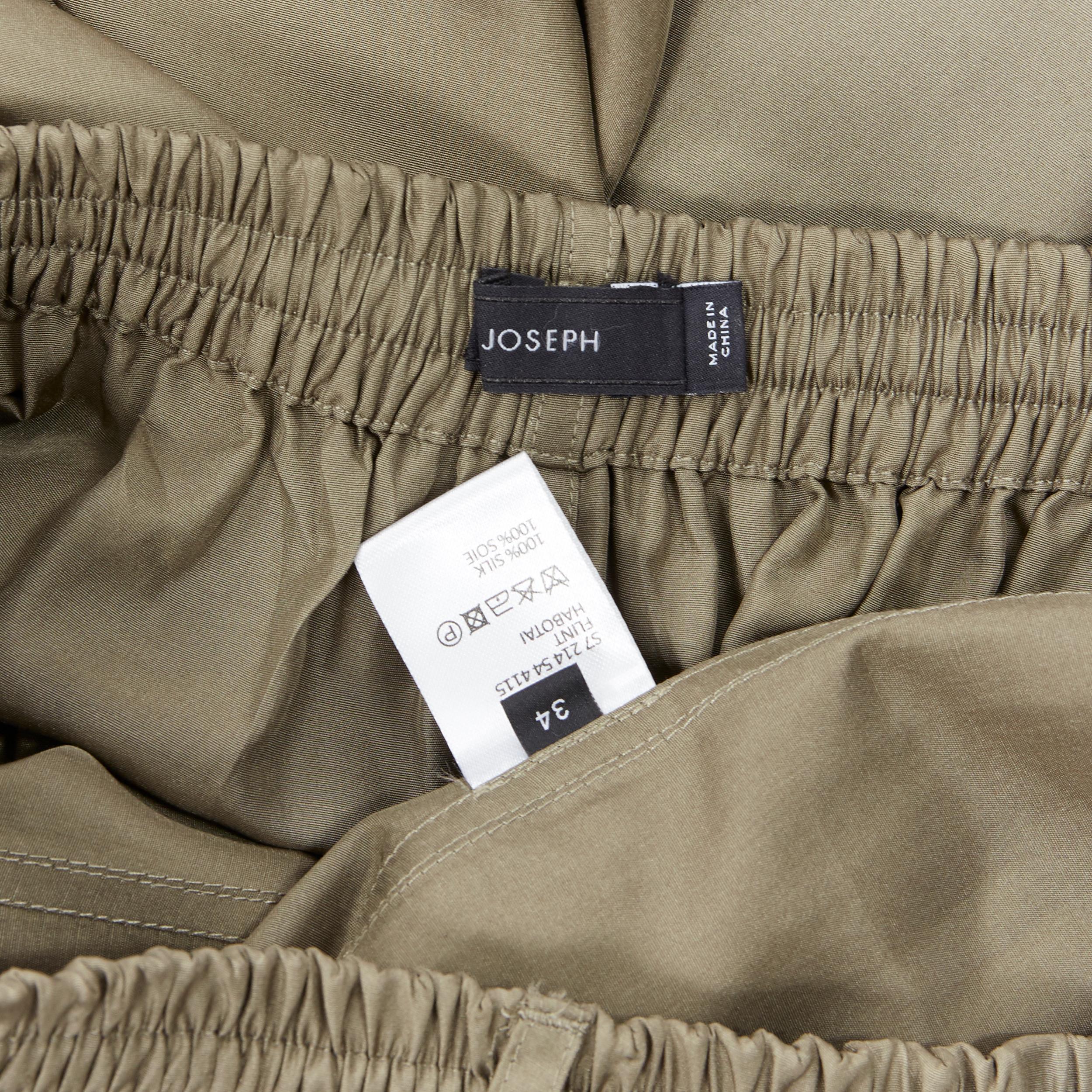 JOSEPH 100% silk muted grey elasticated drawstring zip detail midi skirt FR34 XS 1