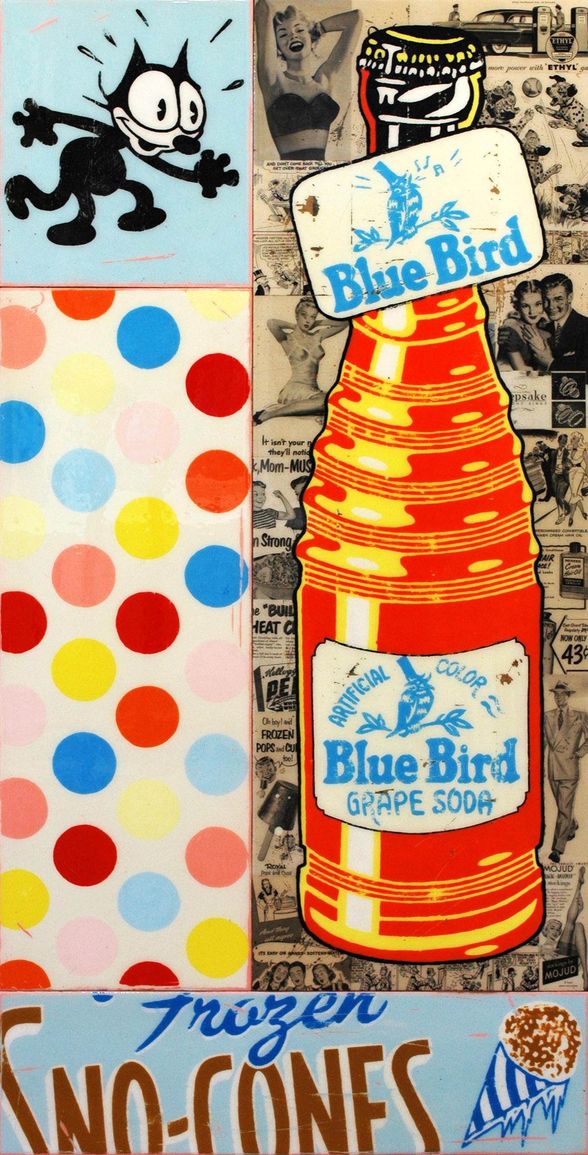 Blue Bird Bottle - Painting by JOSEPH