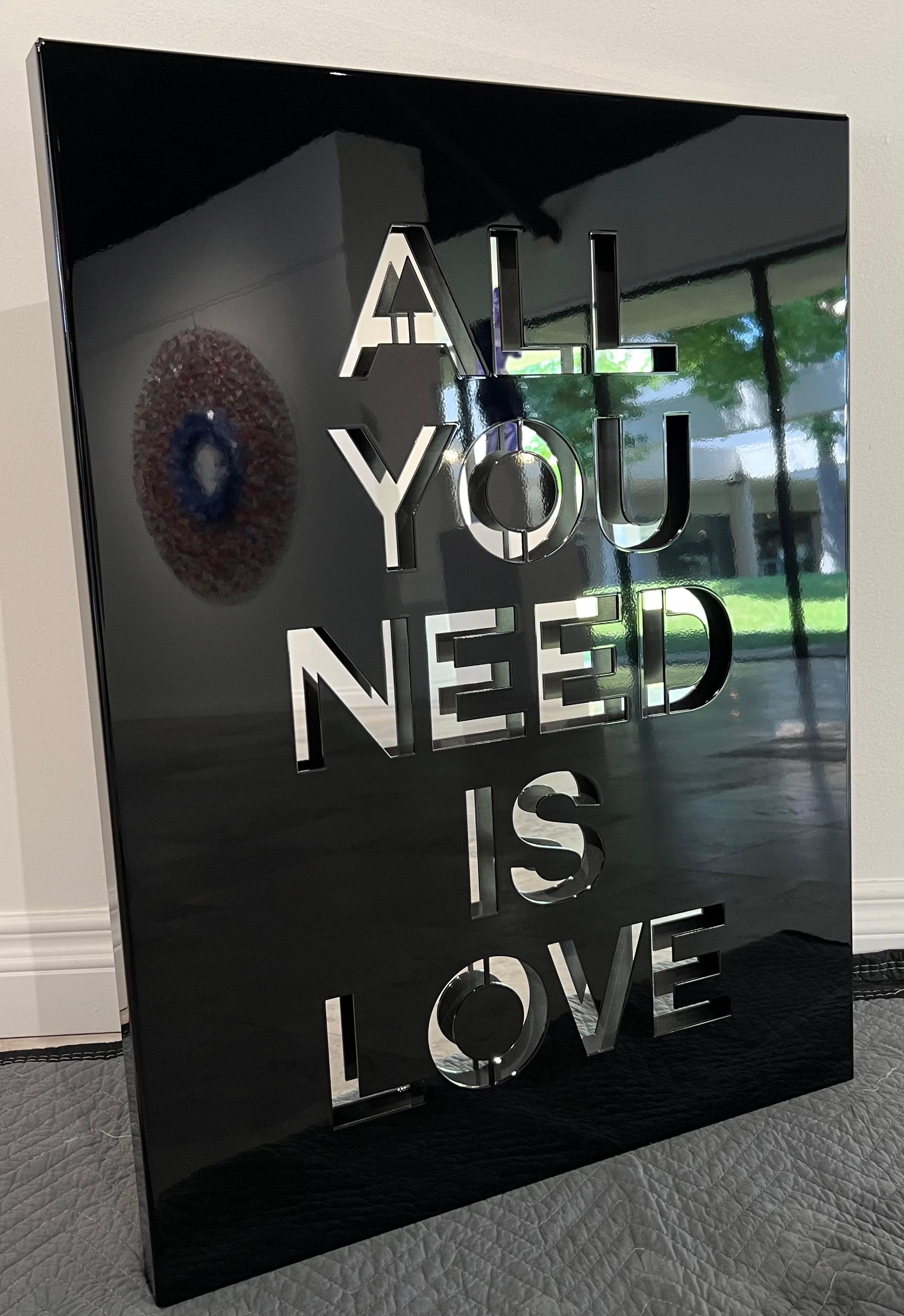 All You Need is Love - Noir Abstract Painting par Joseph