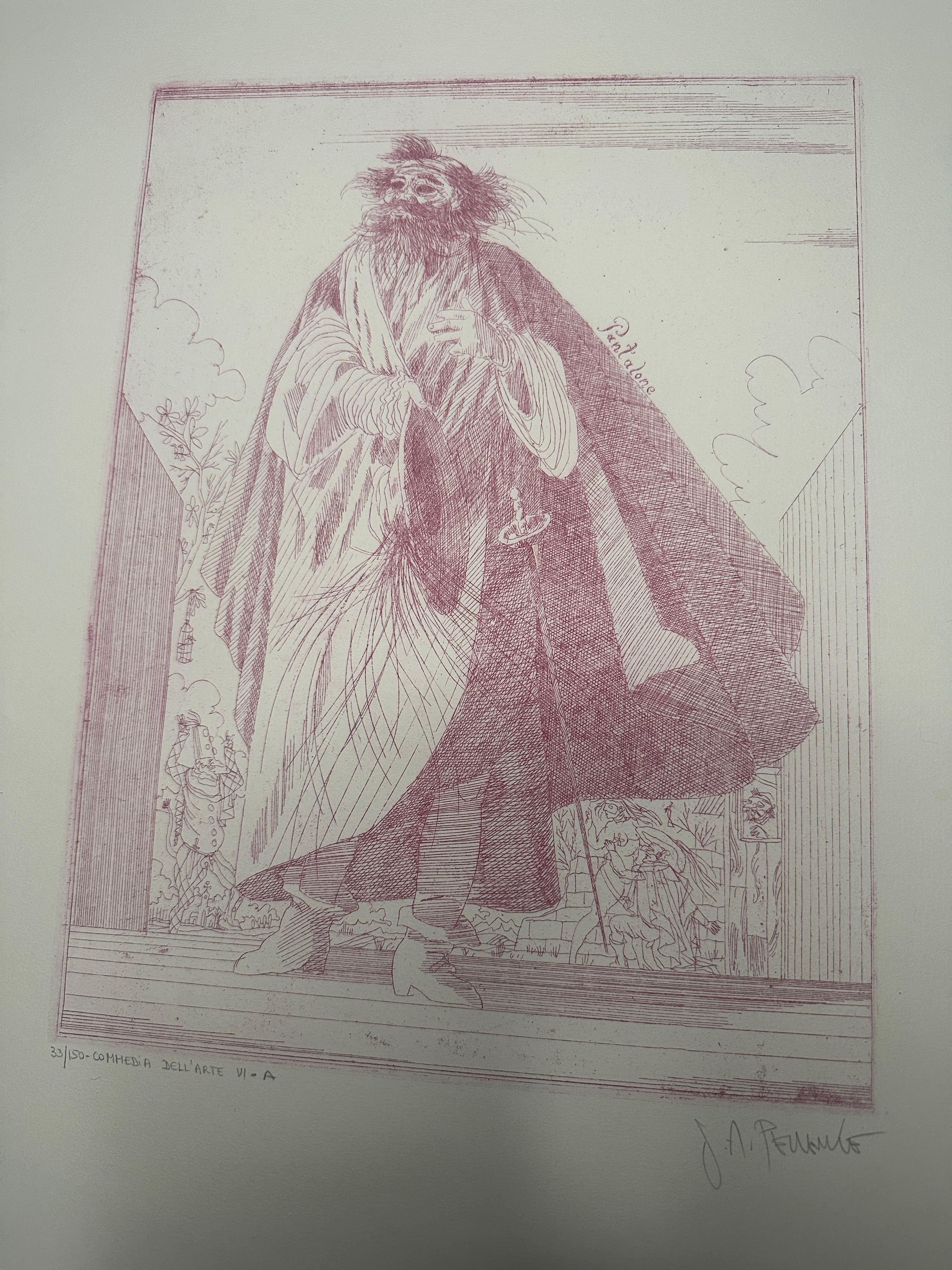 Joseph A. Pecsenke - Commedia Dell'Arte VI-A - Aguafuerte en Bueno estado para la venta en Alpha, NJ