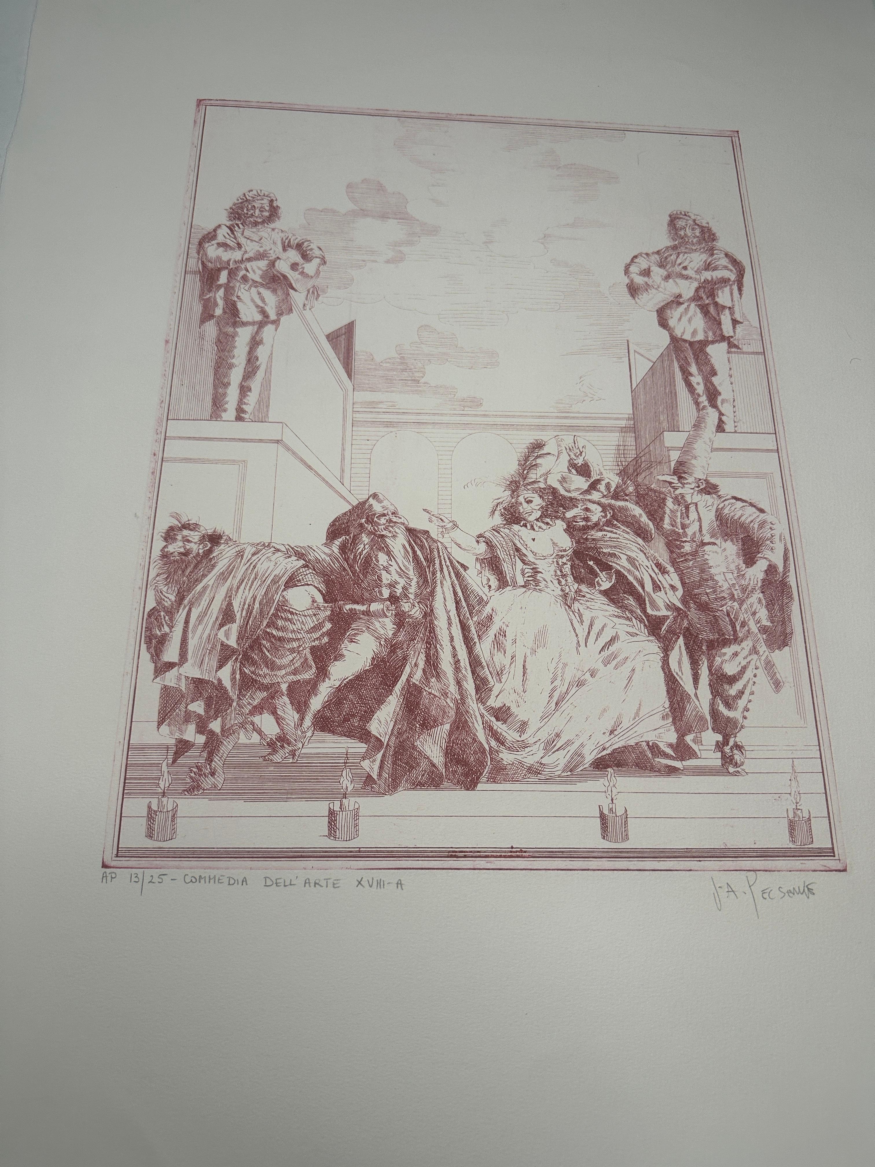 Joseph A. Pecsenke – Commedia Dell'Arte XVIII-A (Ungarisch) im Angebot
