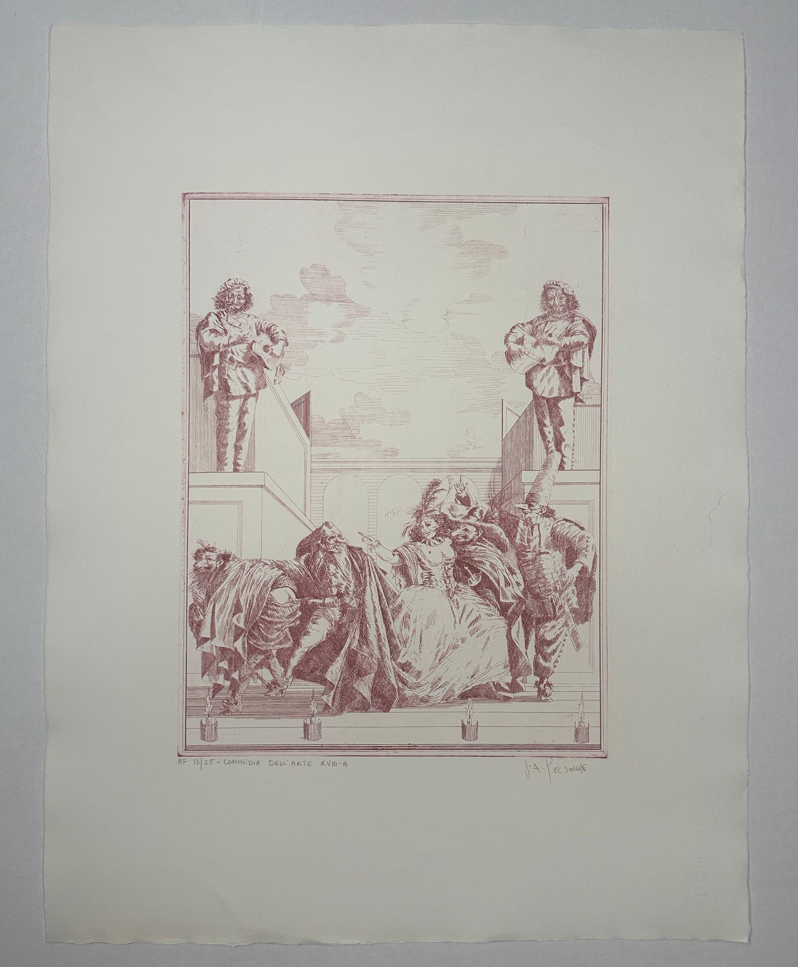 Joseph A. Pecsenke – Commedia Dell'Arte XVIII-A (20. Jahrhundert) im Angebot