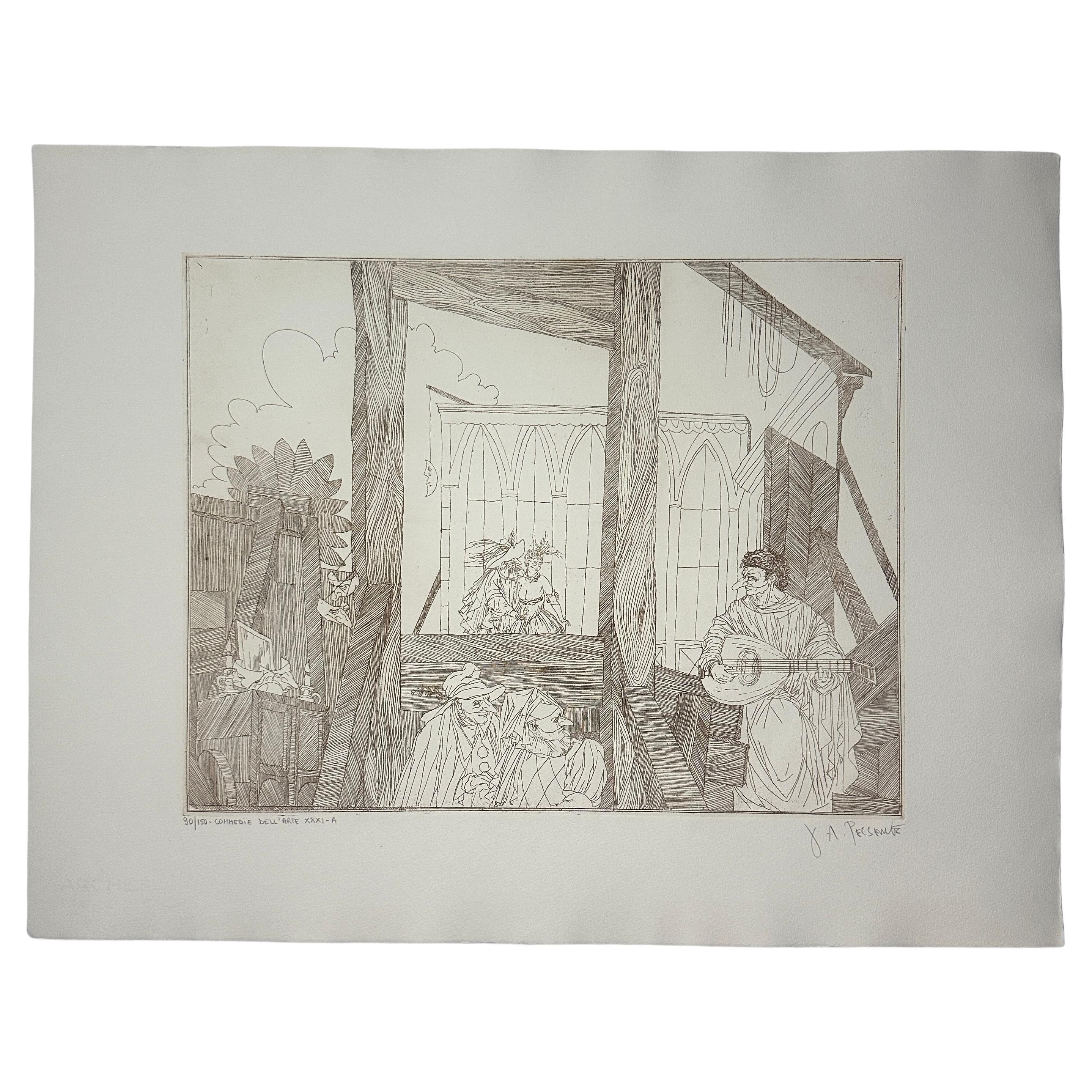 Joseph A. Pecsenke - Commedia Dell'Arte XXXI-A Aguafuerte