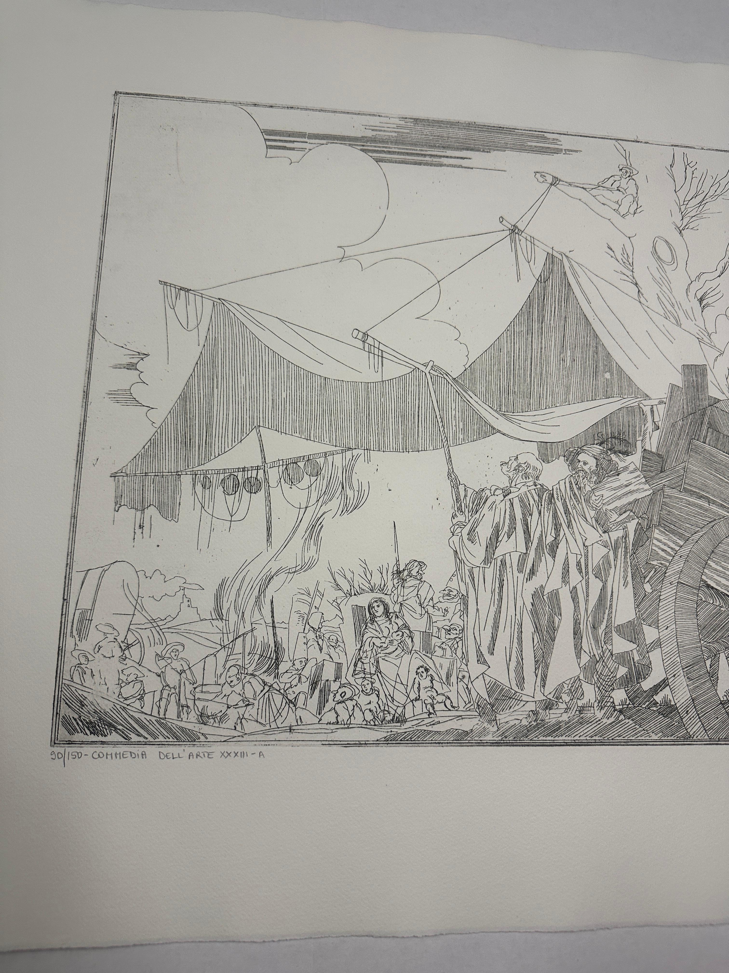 Joseph A. Pecsenke - Commedia Dell'Arte XXXIII-A Aguafuerte en Bueno estado para la venta en Alpha, NJ