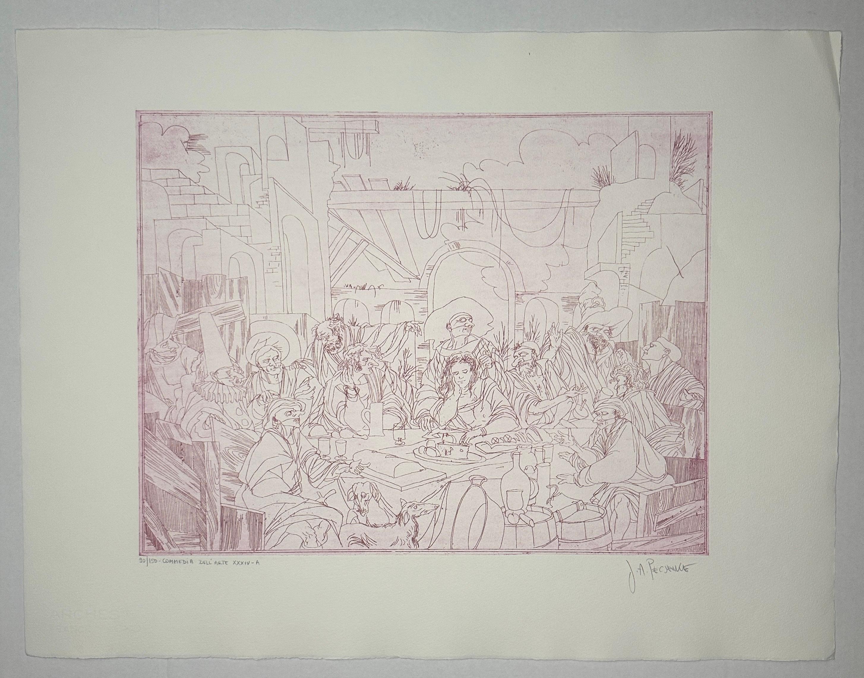 Joseph A. Pecsenke – Commedia Dell'Arte XXXIV-A (Papier) im Angebot