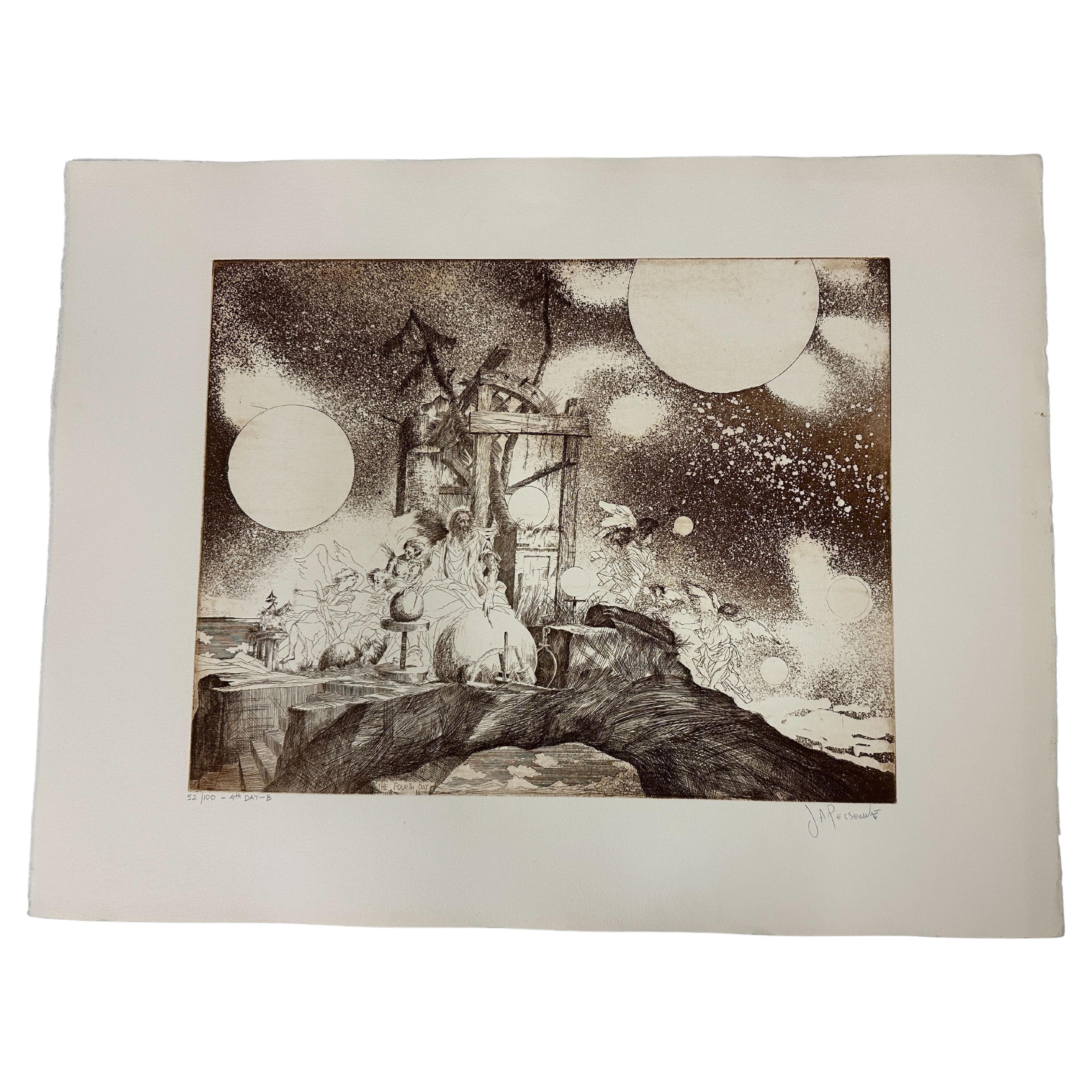 Joseph A. Pecsenke The 4th Day etching and aquatint For Sale