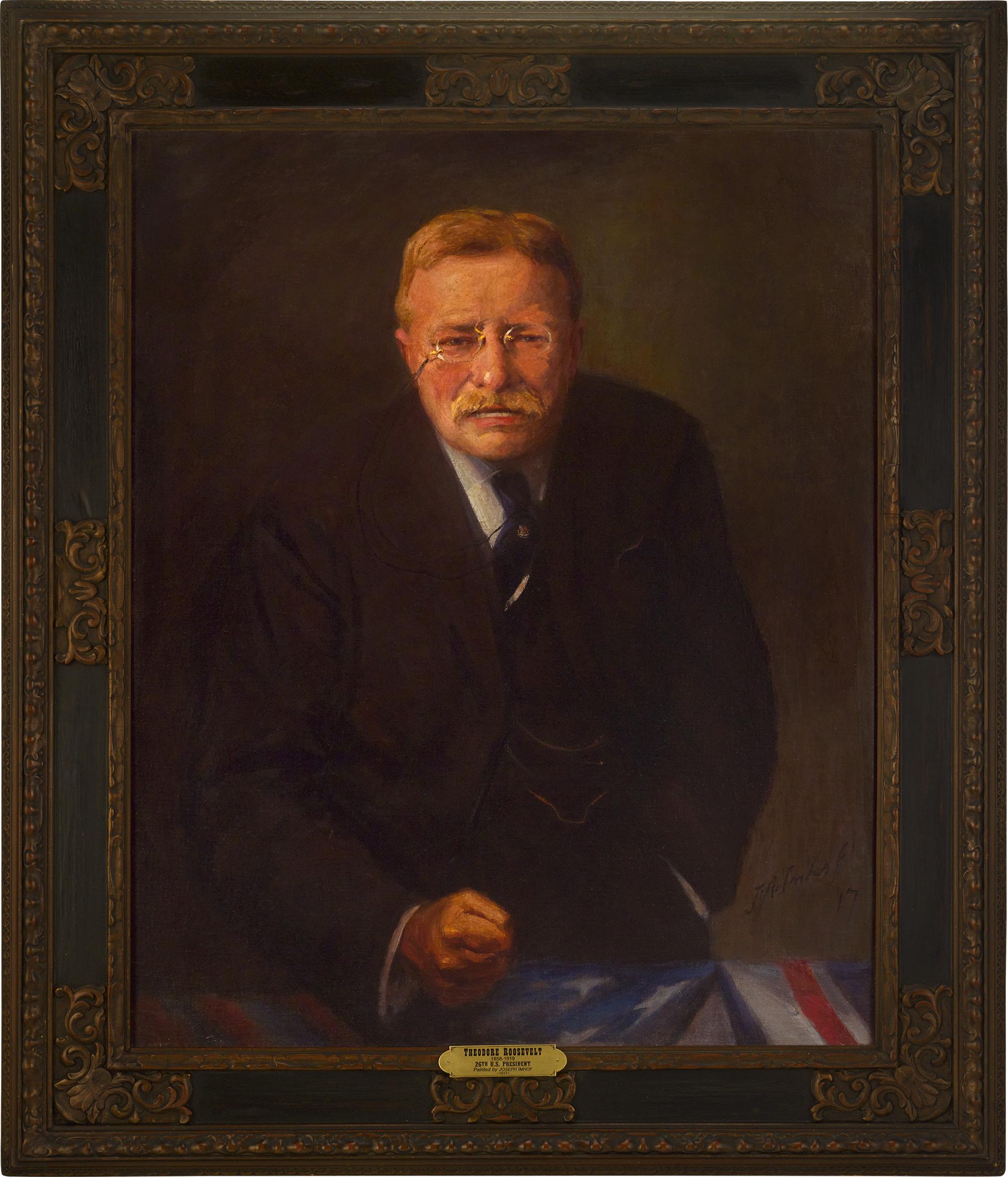 Portrait de Theodore Roosevelt par Joseph A. Imhof - Painting de Joseph Adam Imhof