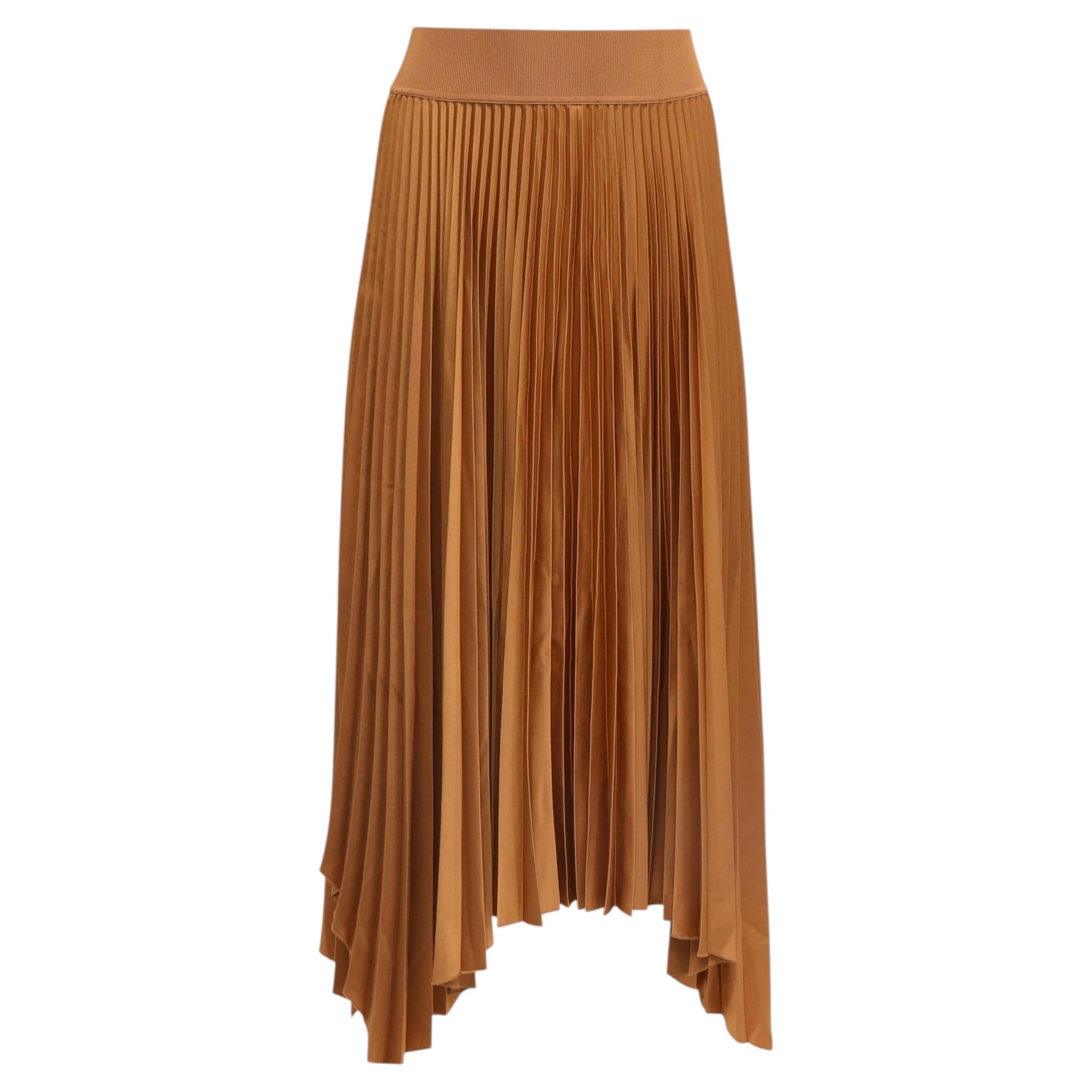 Pre-owned Joseph Ade Pleated Midi Skirt In Brown Polyester