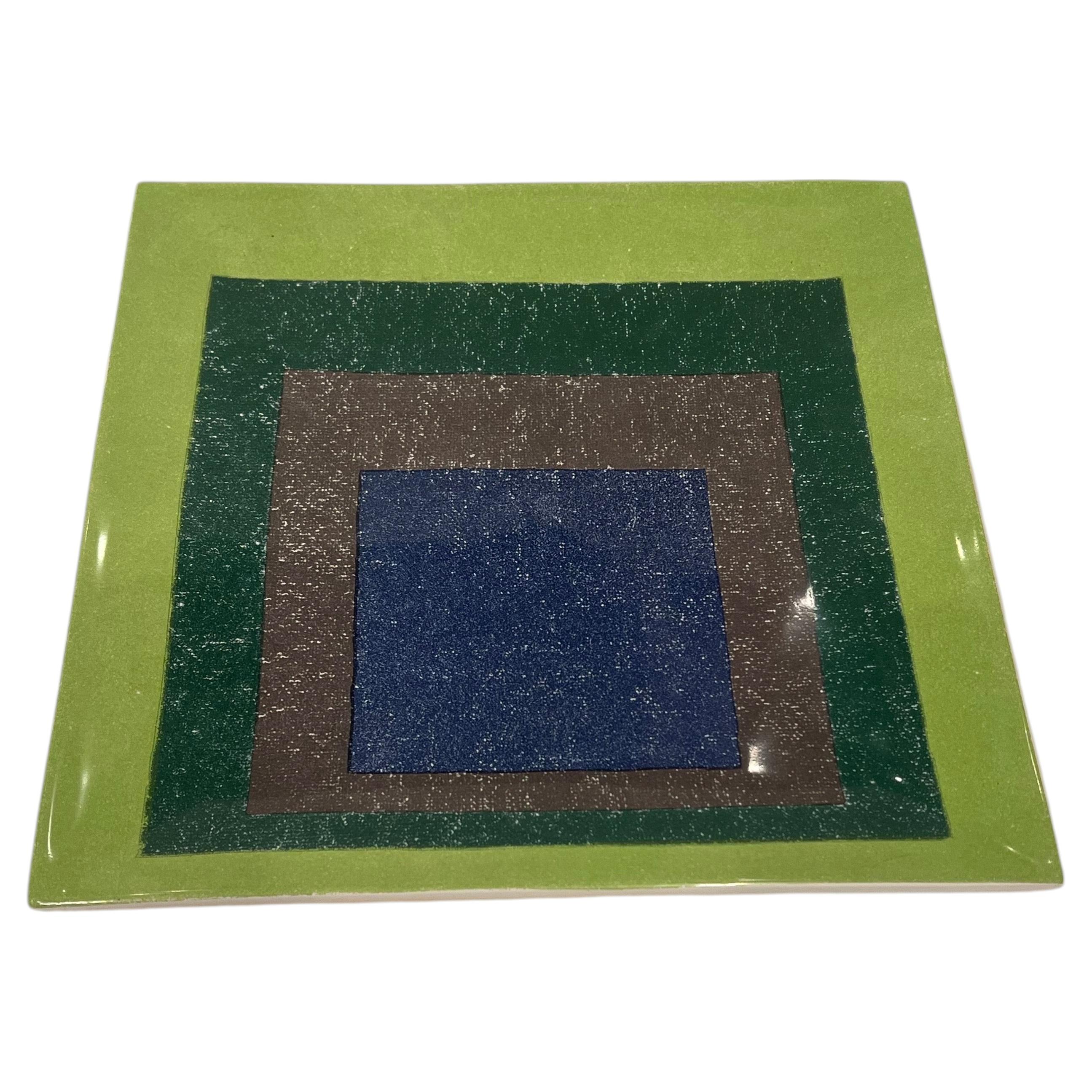 Joseph Albers "Étude pour l'hommage au carré" Assiette MCM en céramique italienne NIB
