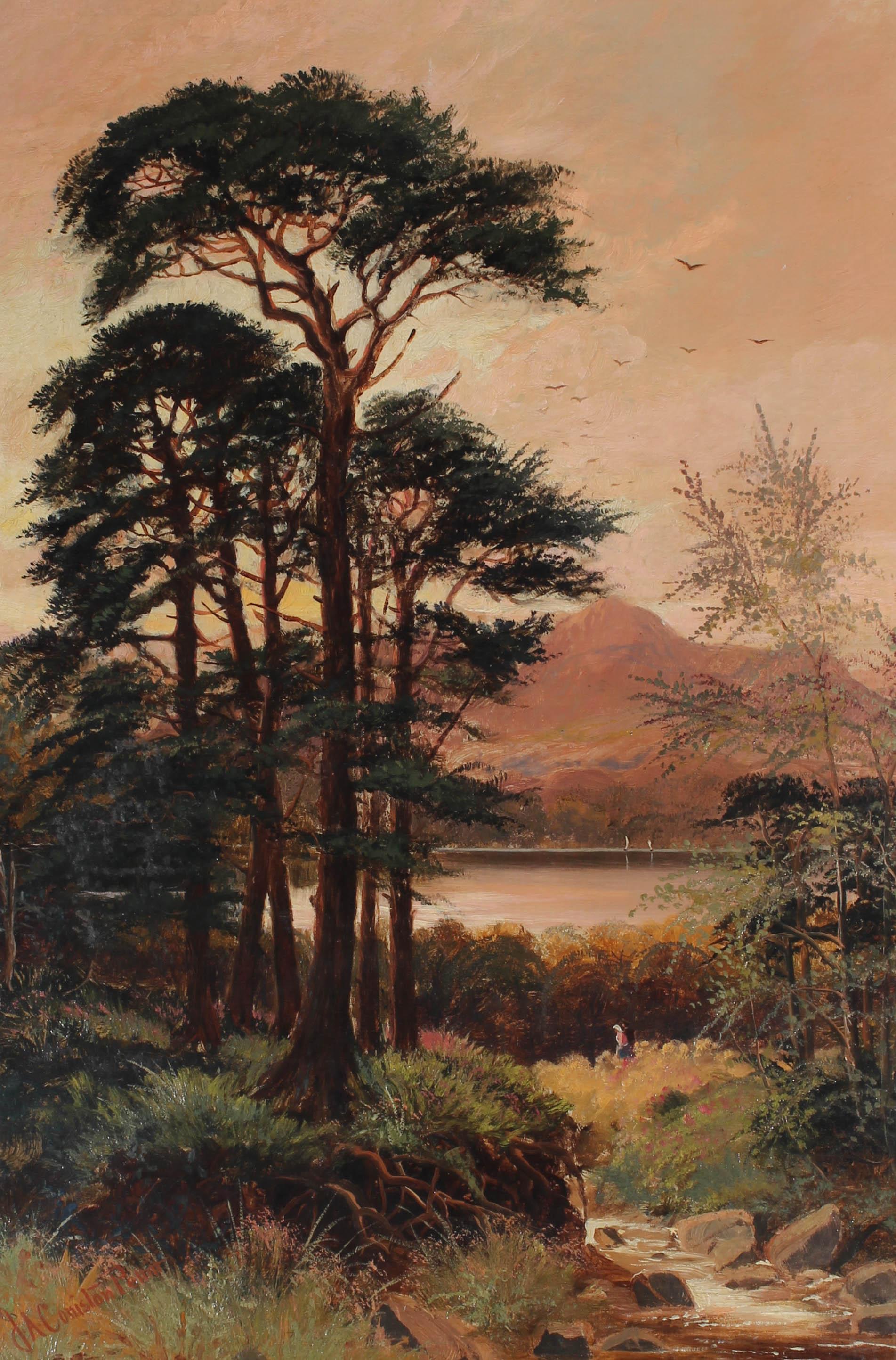 Joseph Albert Coniston Pettitt - 1903 Oil, Evening On The Lake 1