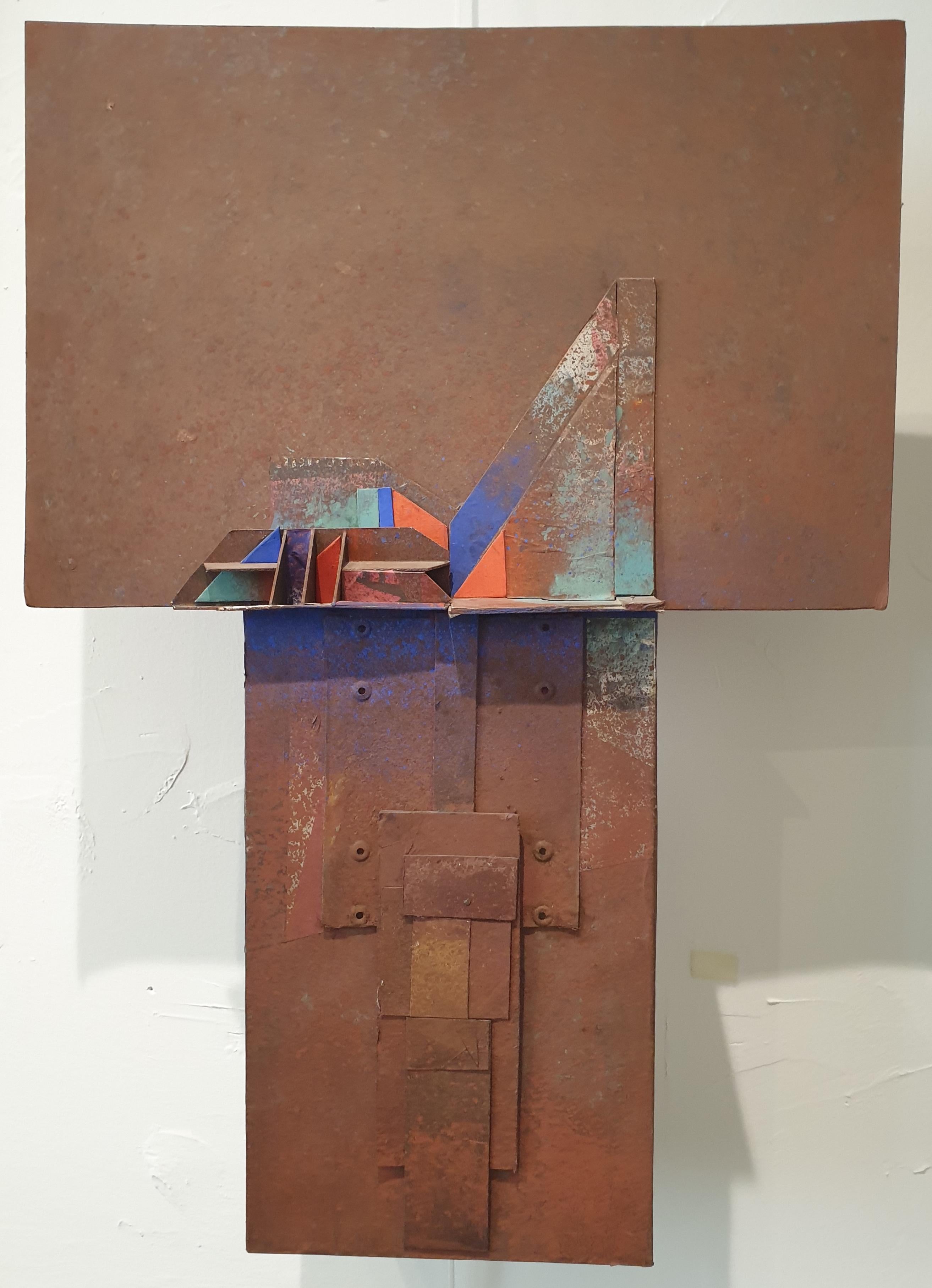 High Relief Totem, Abstract Geometric Sculptural Wall Applique.