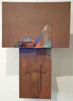 High Relief Totem, Abstract Geometric Sculptural Wall Applique.