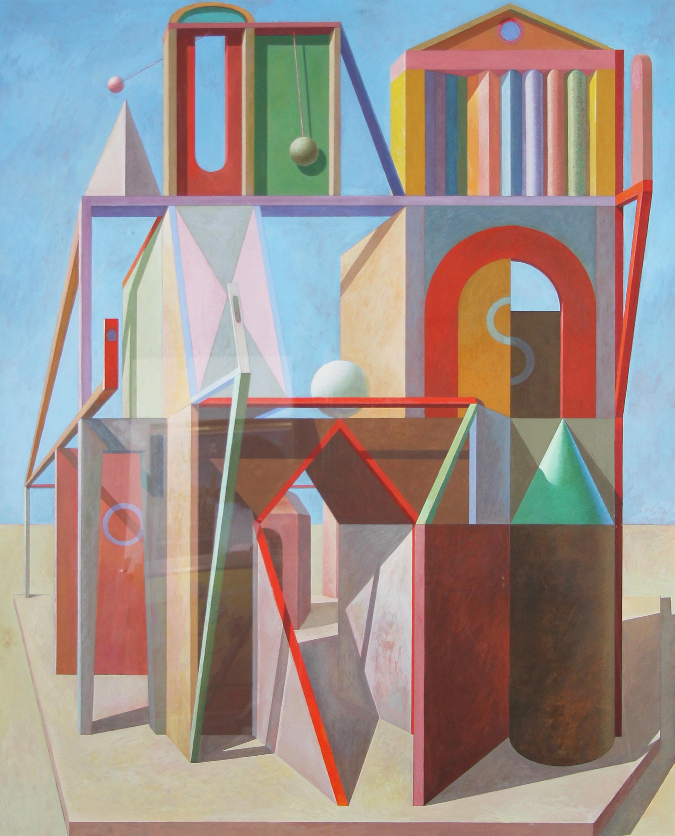 Joseph Amarotico Interior Painting – Architektonische Fantasien, Geometrisches Abstraktes in Farbe