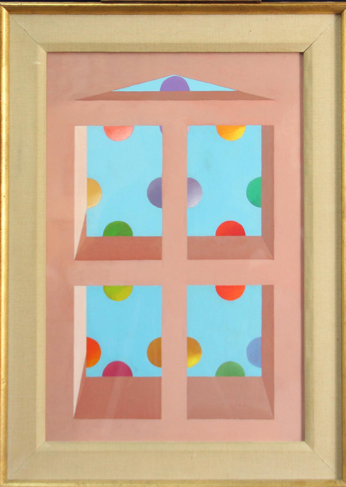 Hemispheres, Architectural Abstract, Geometric Forms in Color, Oil on Paper - Painting by Joseph Amarotico