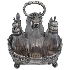 Joseph and John Angell English Victorian Sterling Silver Glass Cruet Set