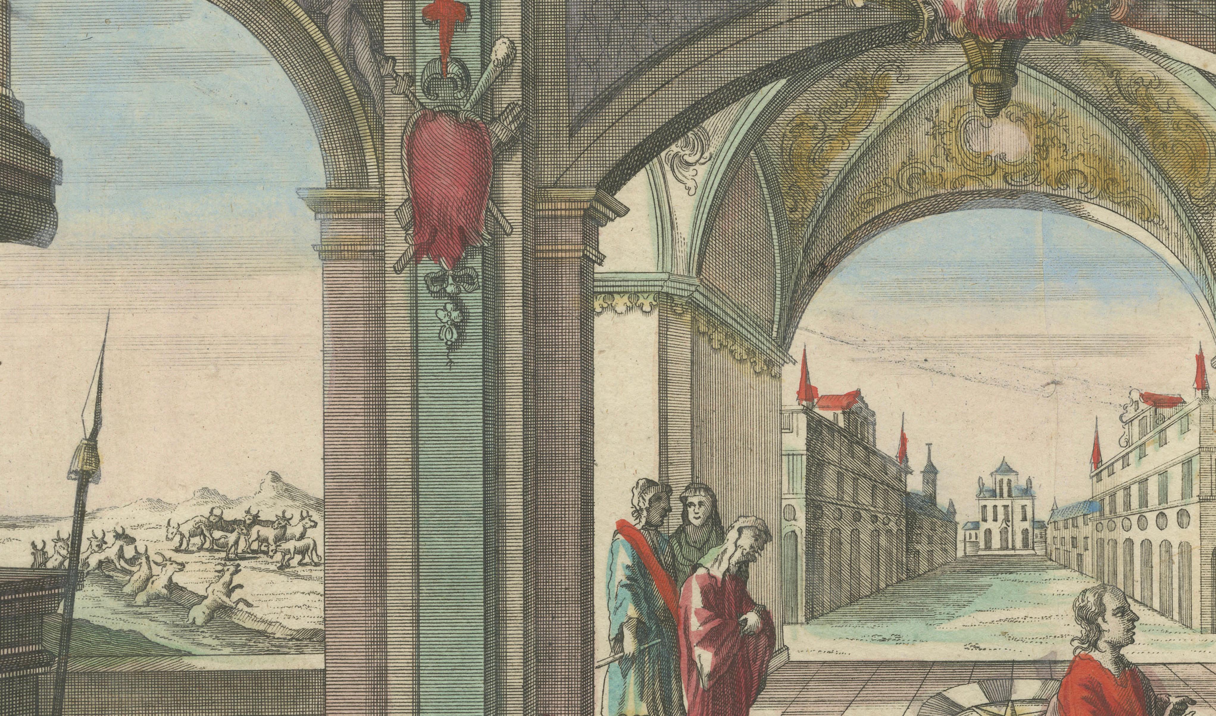 Engraved Joseph and Pharaoh – Antique Vue d’Optique by Probst, c.1770 For Sale