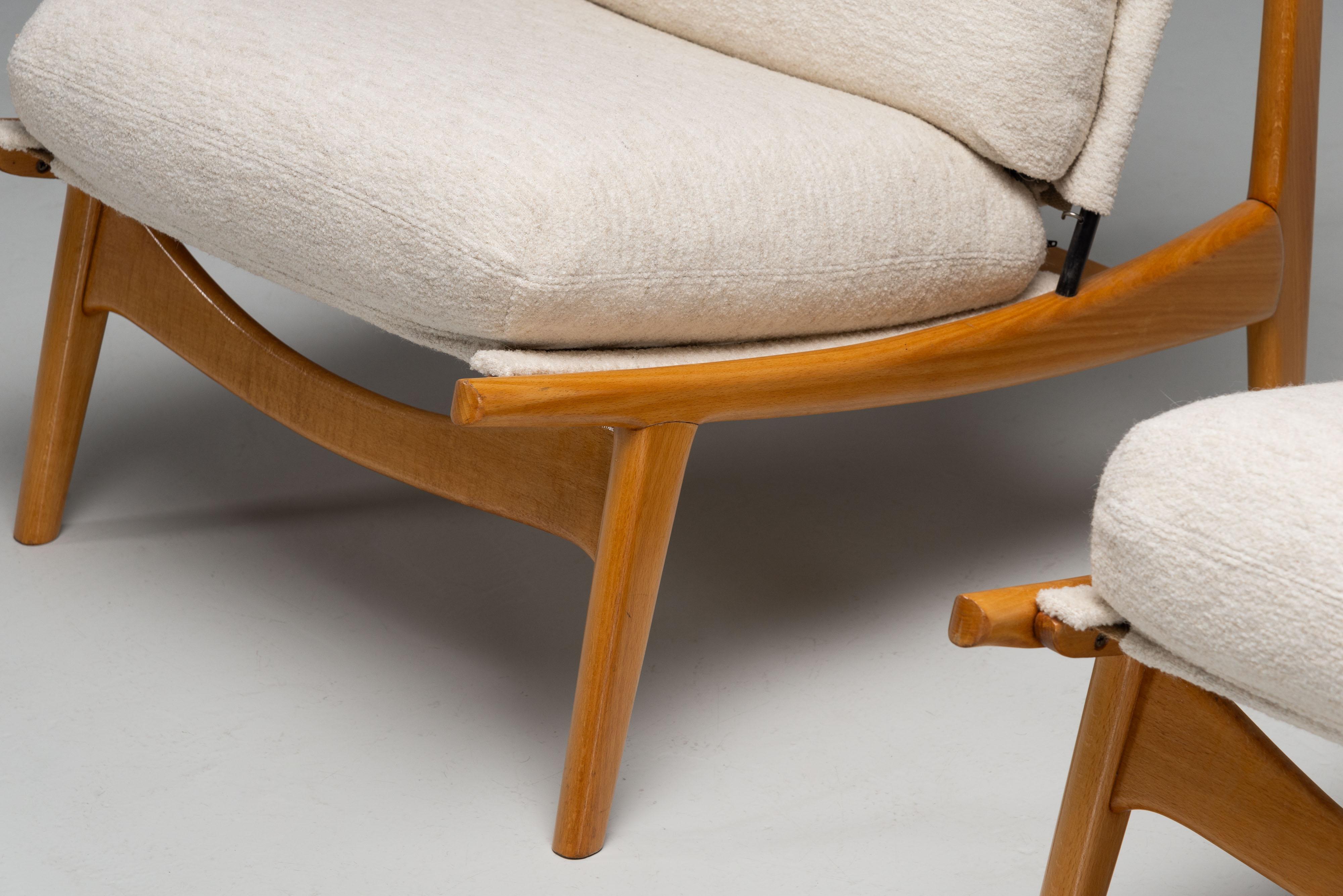 Mid-20th Century Joseph André Motte 790 lounge chairs Steiner France 1960 For Sale