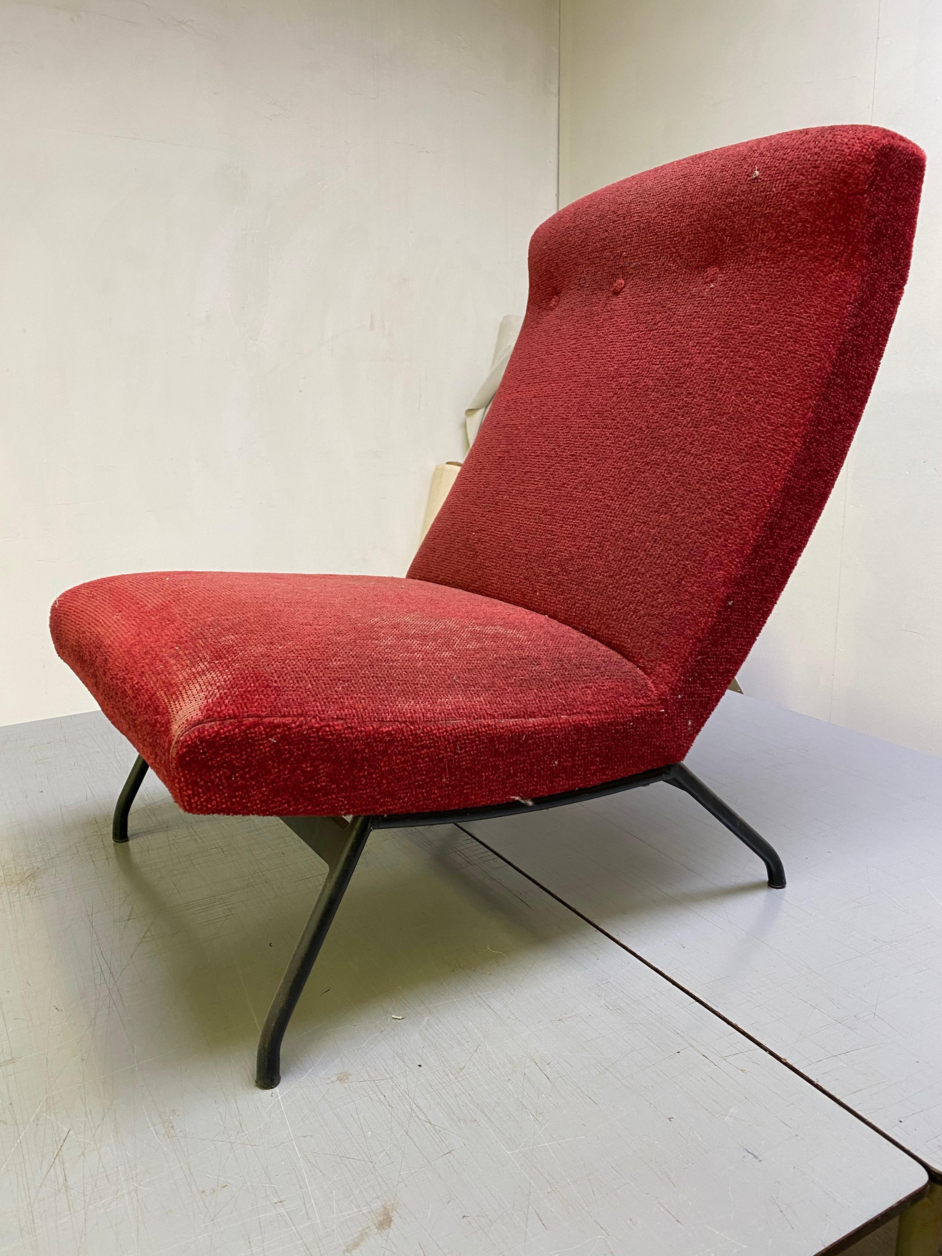 Joseph Andre Motte for Steiner France Lounge Chair, circa 1955, Restored 1