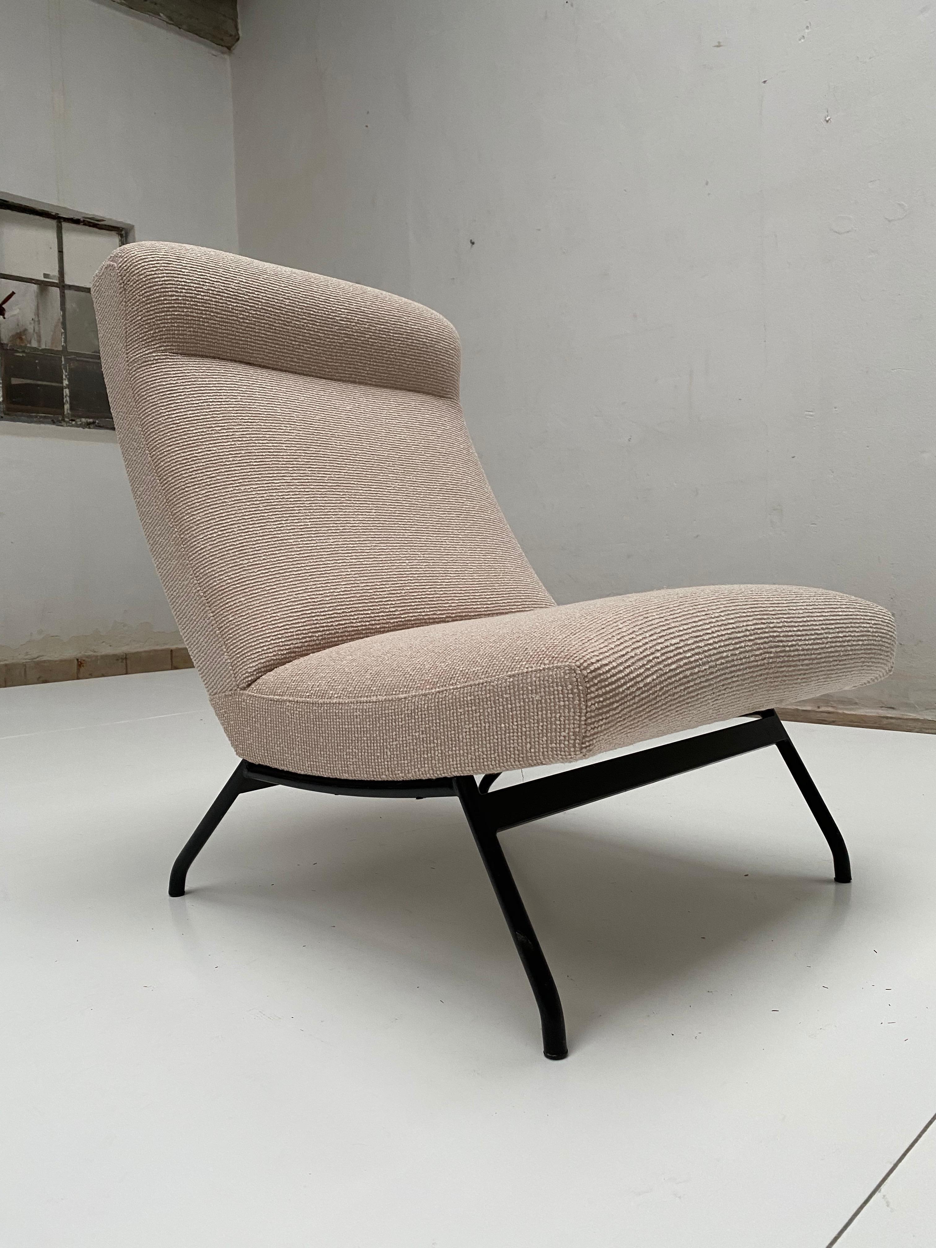 Mid-Century Modern Joseph Andre Motte for Steiner France Lounge Chair, circa 1955, Restored