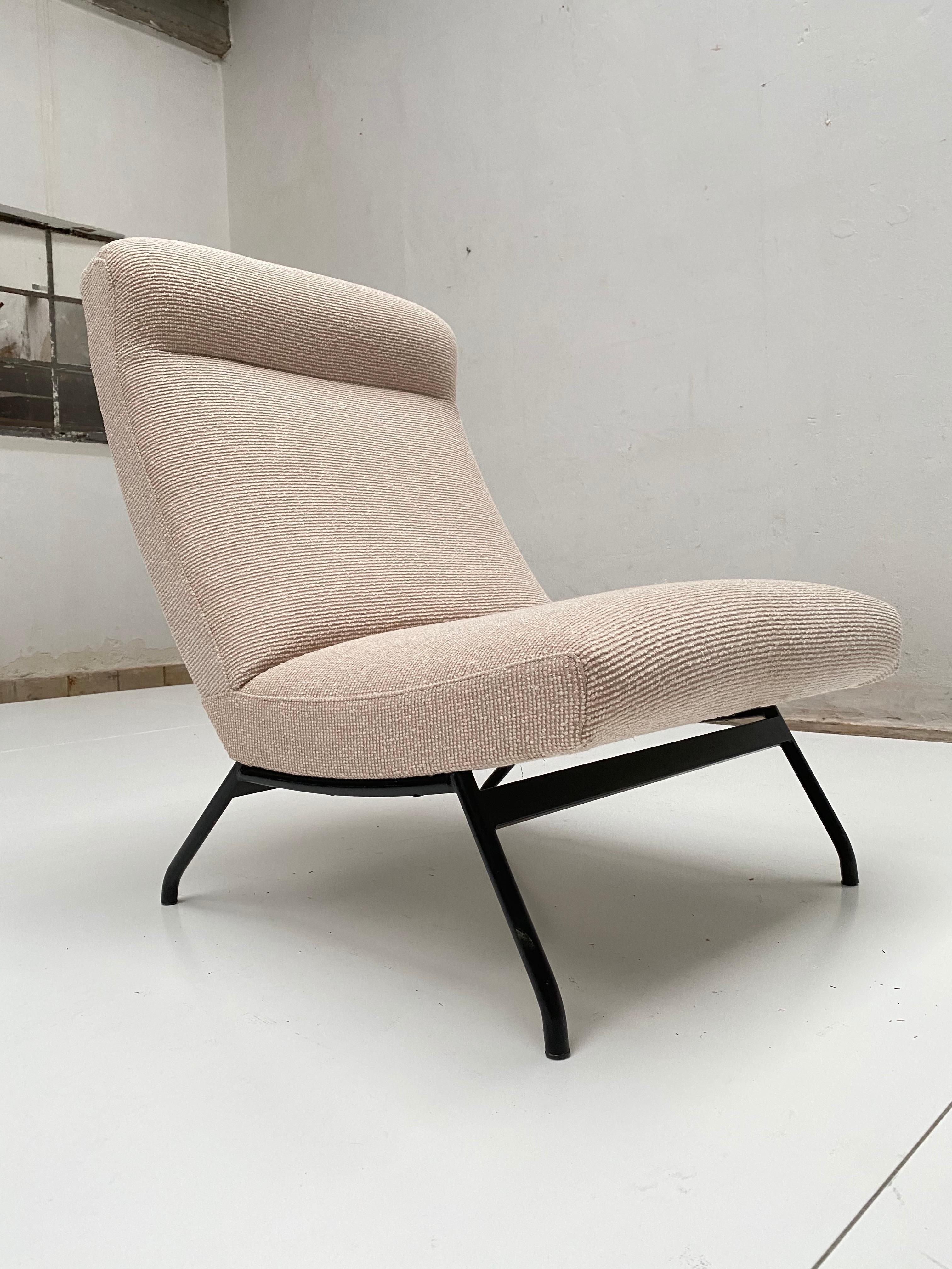 Enameled Joseph Andre Motte for Steiner France Lounge Chair, circa 1955, Restored