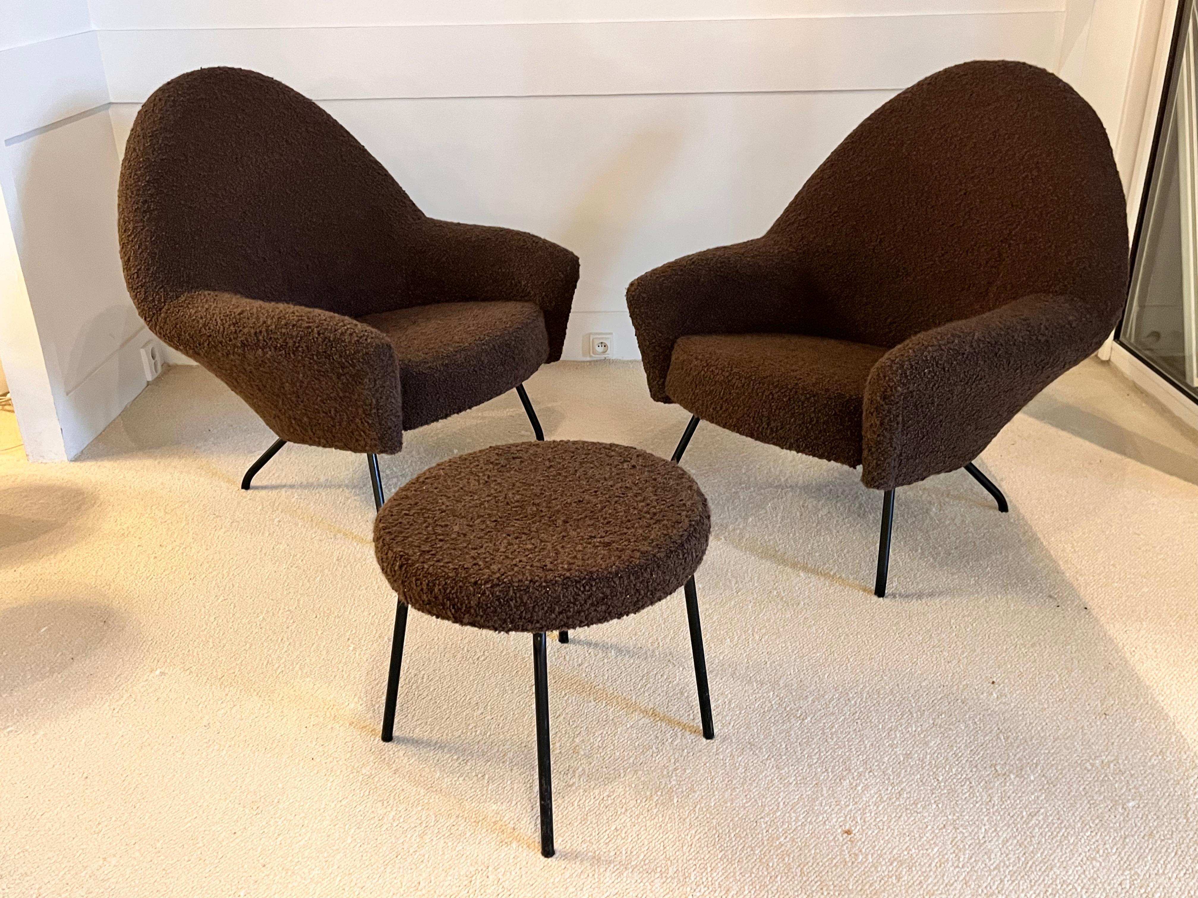 Mid-Century Modern Joseph-André Motte - Pair of 770 Lounge Chairs and for Steiner - France, 1950s