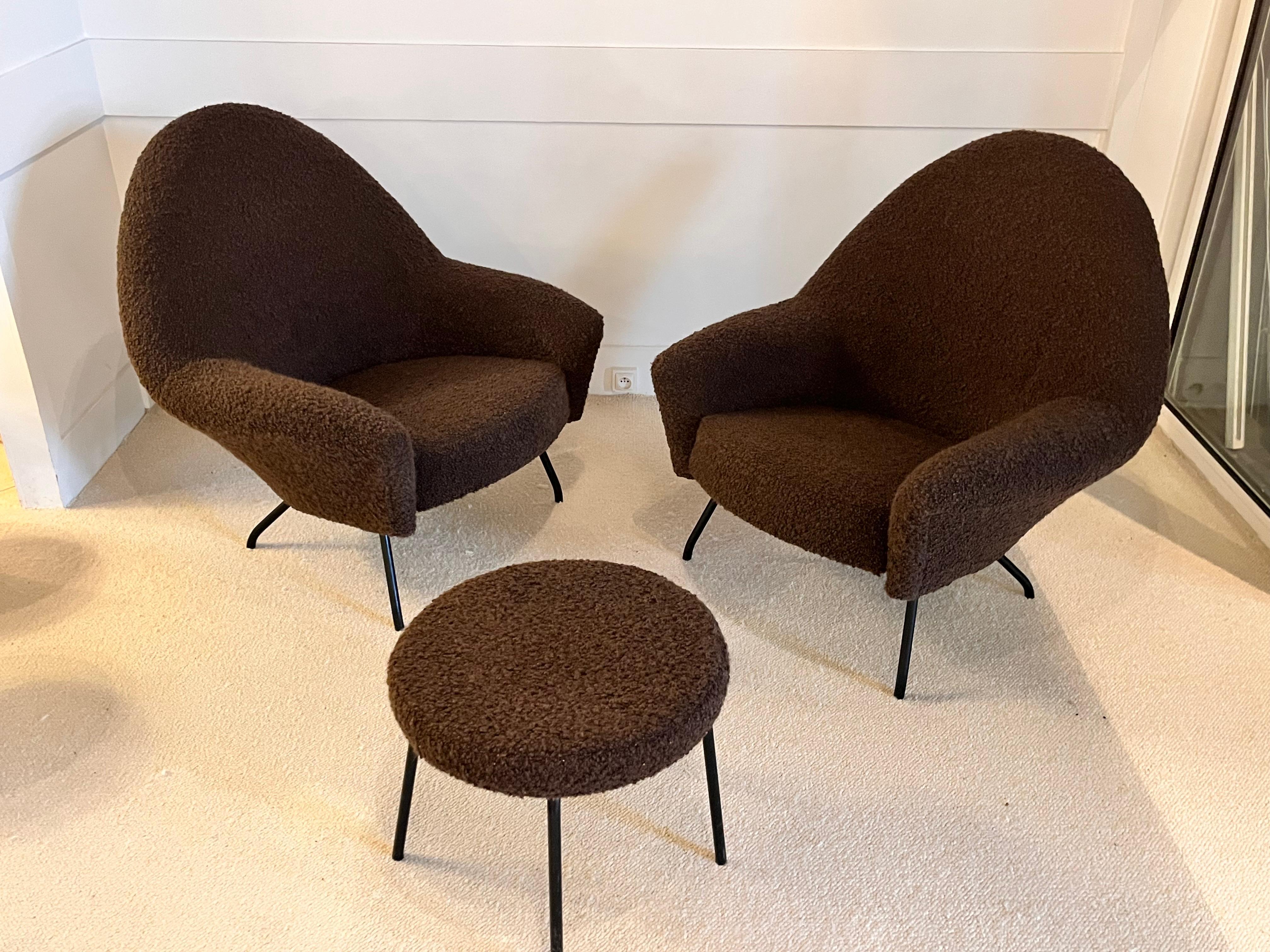 French Joseph-André Motte - Pair of 770 Lounge Chairs and for Steiner - France, 1950s