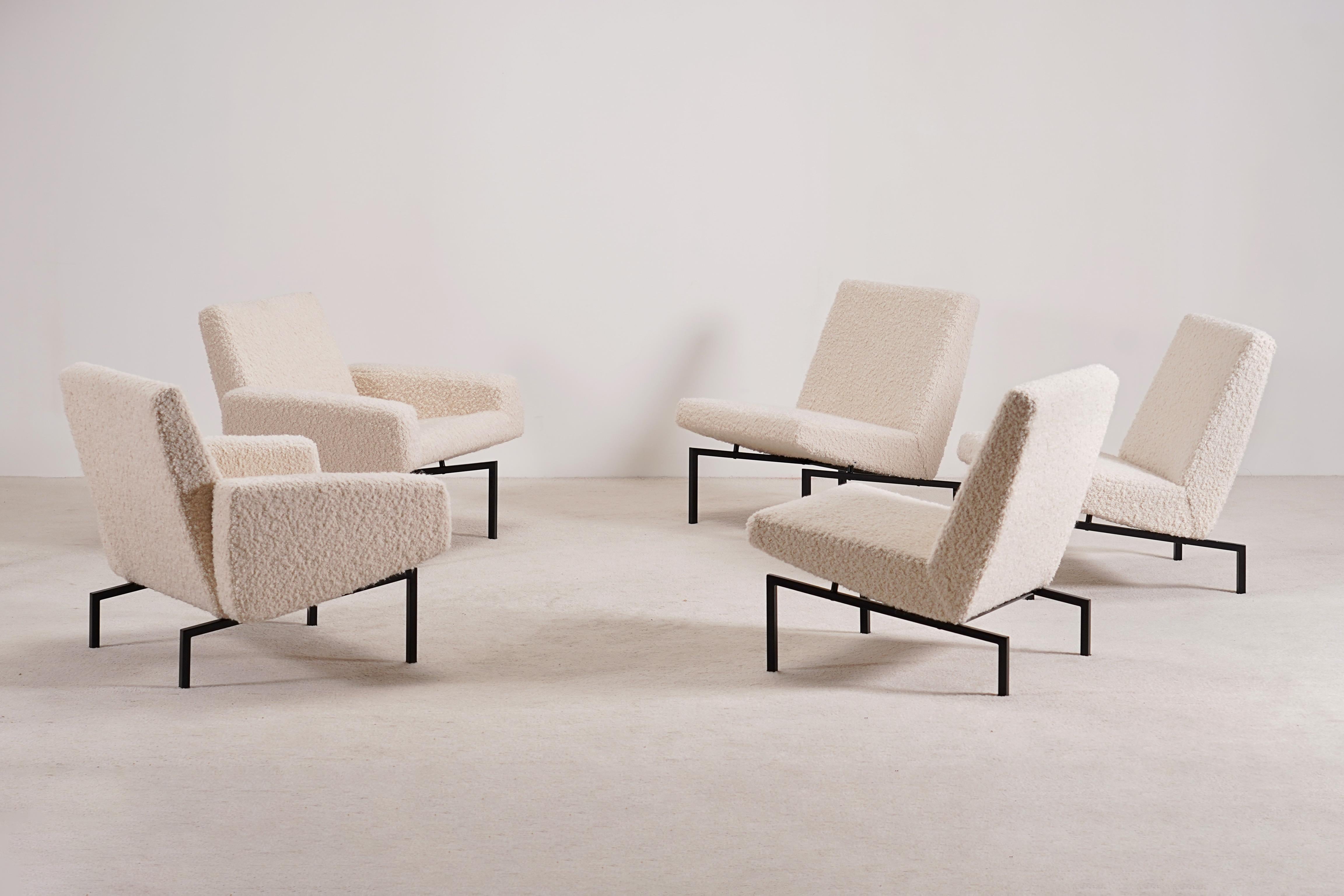 Elegantes Set von 5 französischen Sesseln Modell 