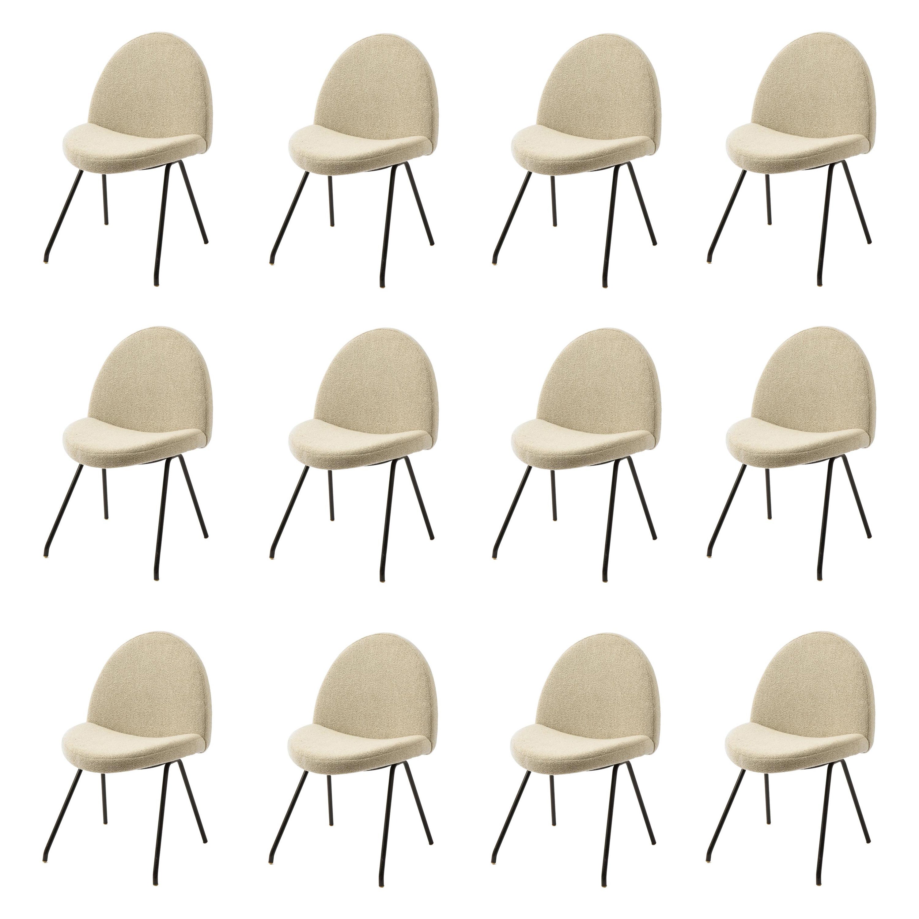 Joseph Andre Motte Set of 12 Model 771 Chair, France 1950's