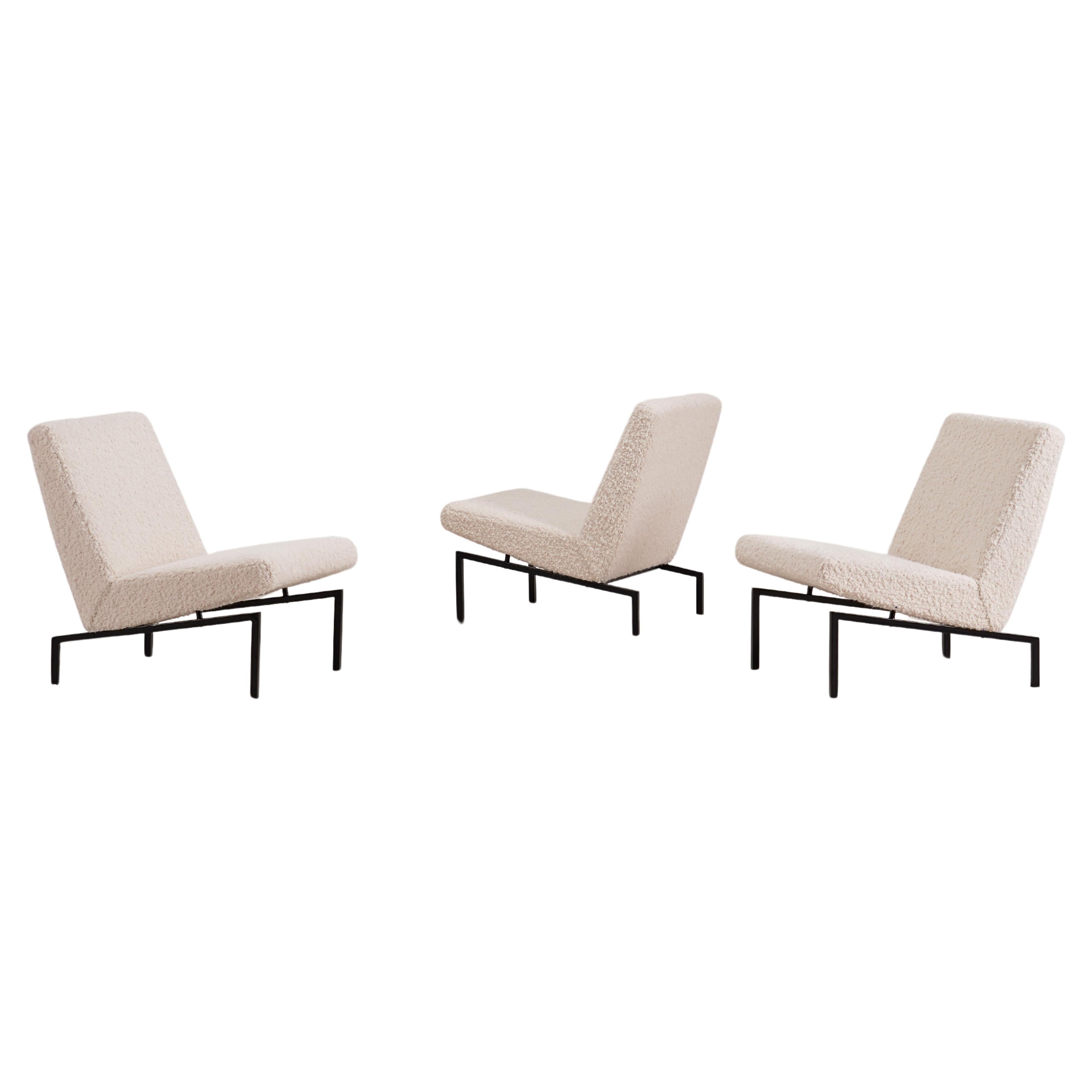Joseph-André Motte, Set of 3 "Tempo" Easy Chairs for Steiner, France, 1950 For Sale