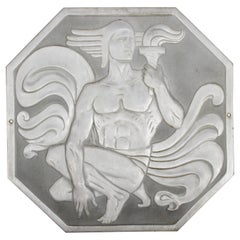 Used Joseph Anthony Atchison Rare Art Deco Relief Panel "Nude with Torch, "