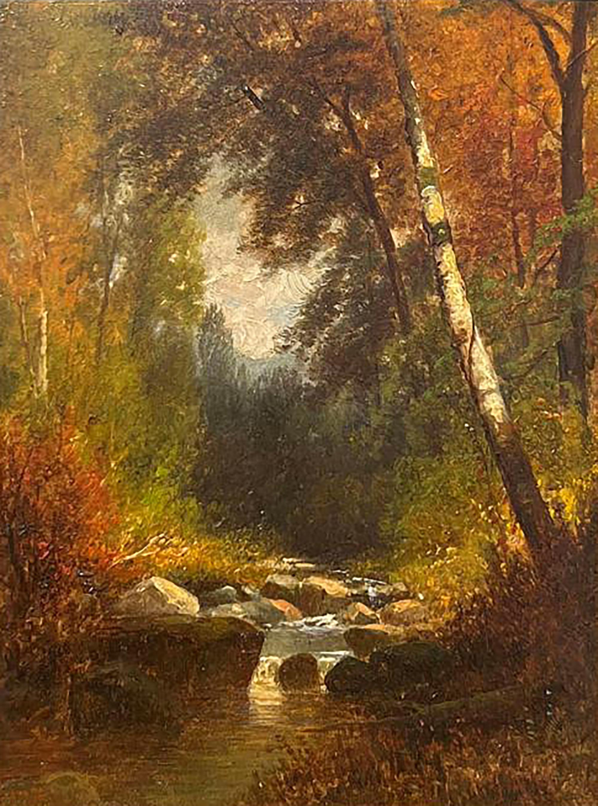 Adirondack Stream by Hudson River artist Joseph Antonio Hekking (1830-1903) - Painting by Joseph Hekking