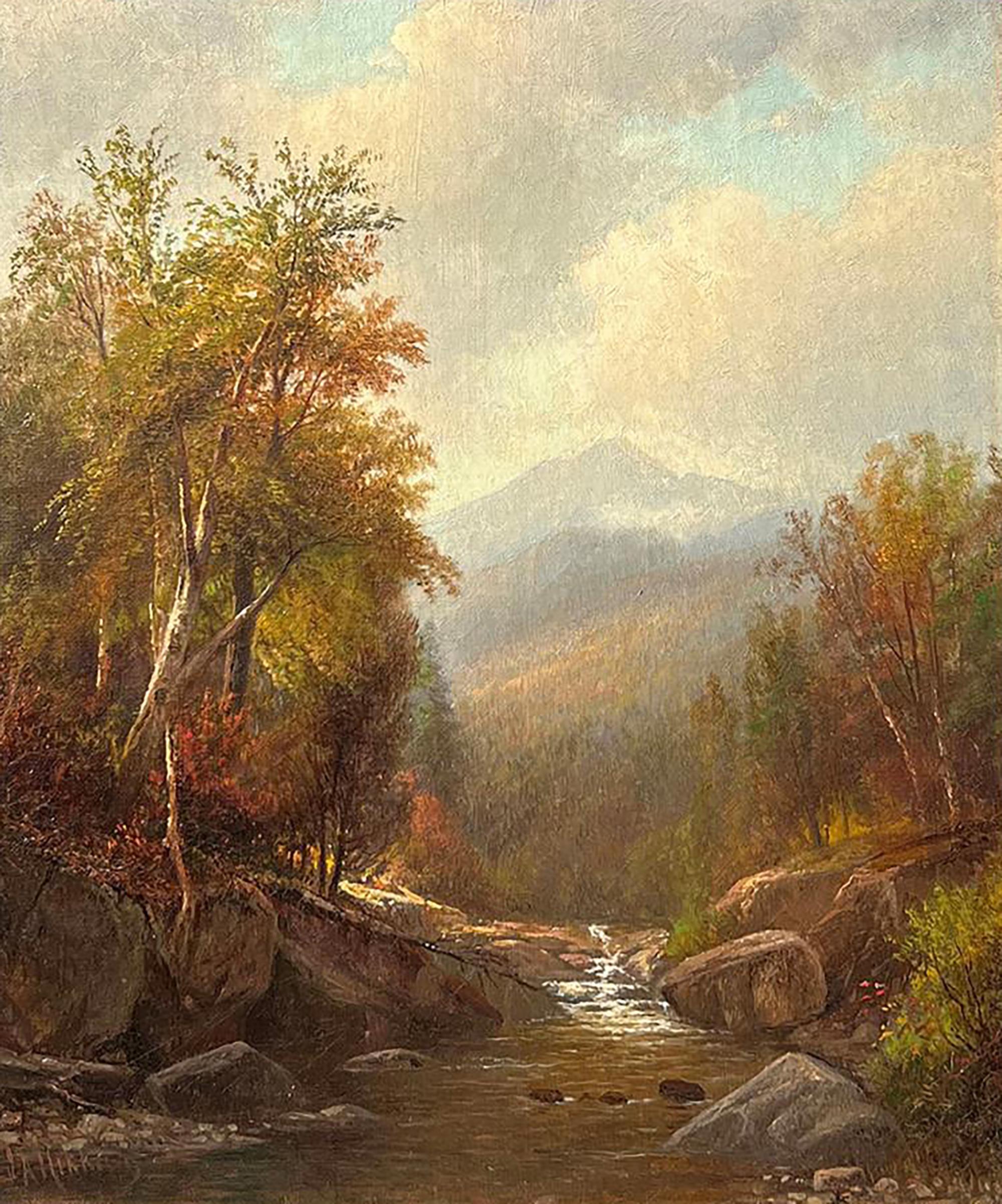 Autumn Stream by Hudson River School artist Joseph Antonio Hekking (1830-1903) - Painting by Joseph Hekking