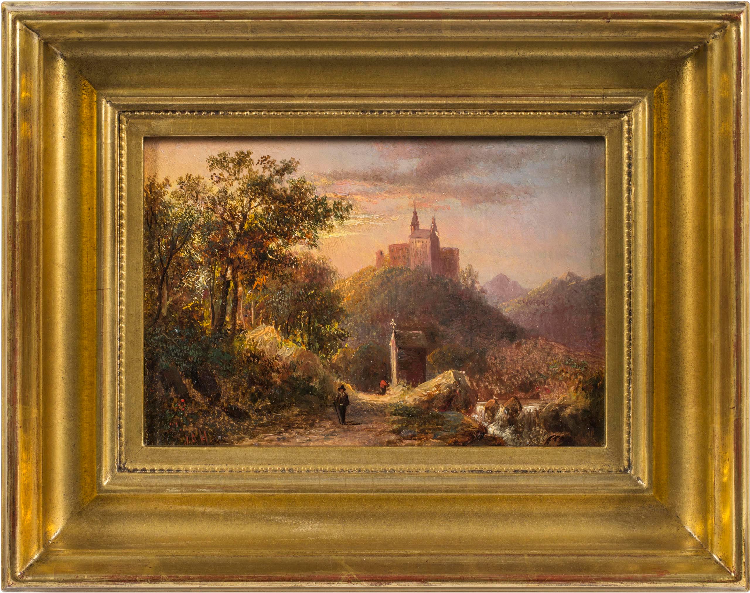 Chapel by the Wayside, Italian Scenery by Joseph Antonio Hekking (1830-1903) - Painting by Joseph Hekking