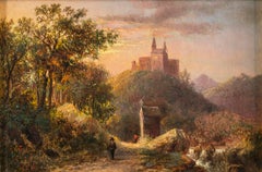 Chapel by the Wayside, Italian Scenery by Joseph Antonio Hekking (1830-1903)