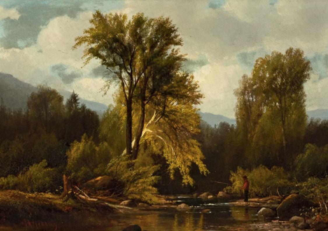 Joseph Hekking Landscape Painting - Fishing in the Adirondacks