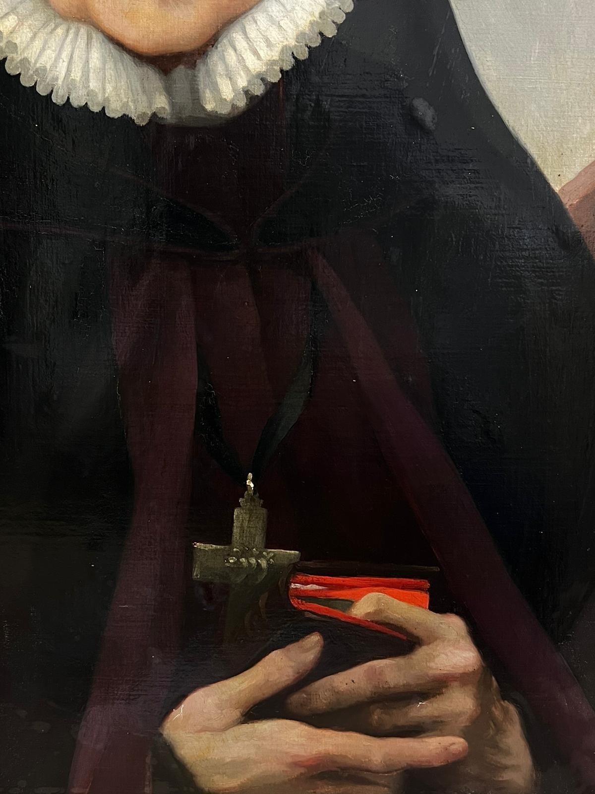 Portrait d'une religieuse
par Joseph Albert, signé et daté au dos, 1898
peinture à l'huile sur toile, non encadrée
toile : 24 x 18 pouces
provenance : collection privée, Angleterre 
état : globalement très bon et présentable
