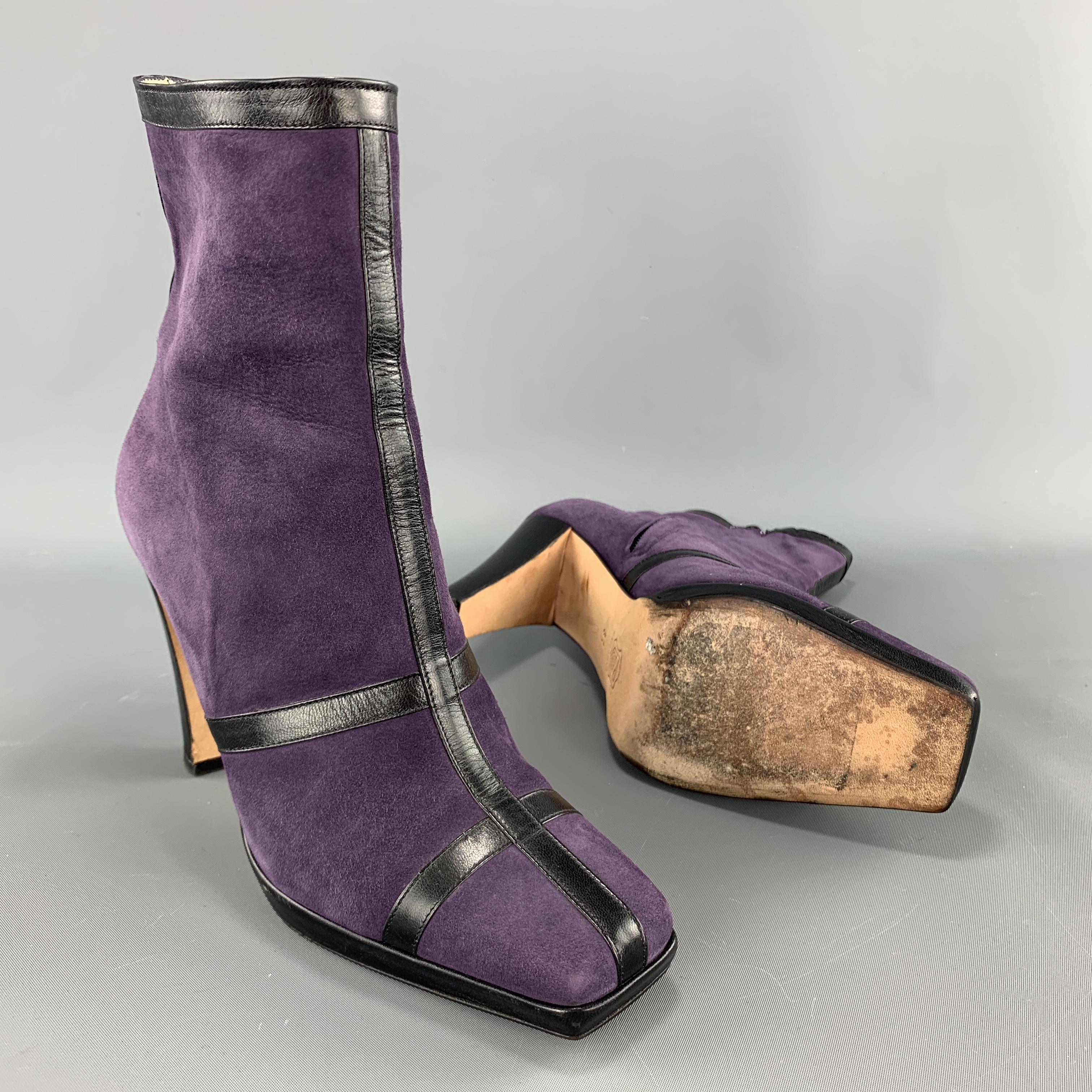 purple suede ankle boots